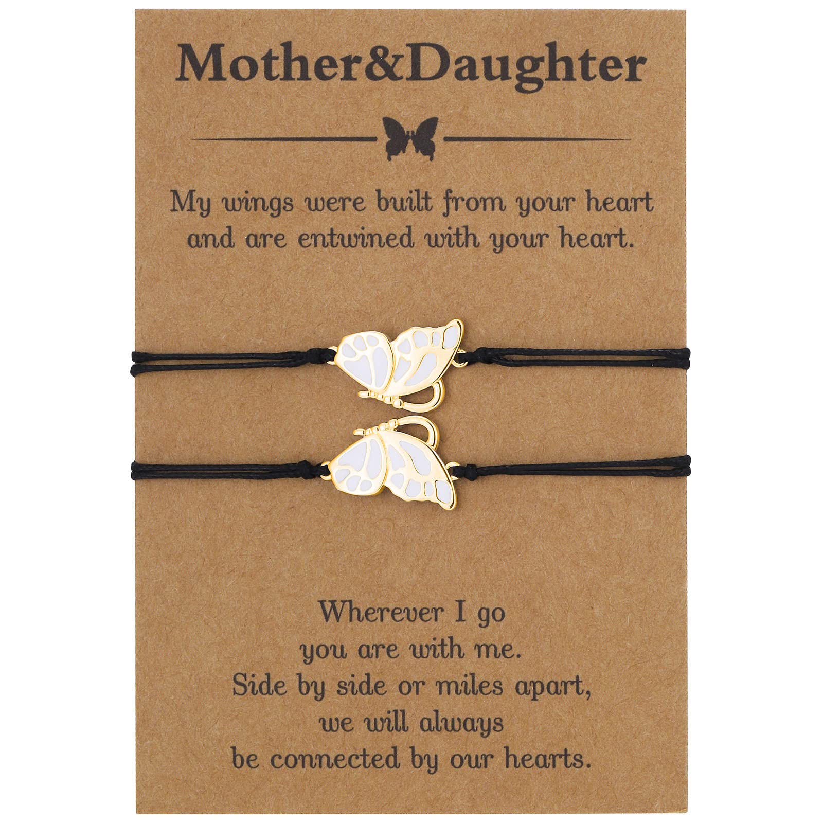 RS First Day of School Mother Daughter Bracelet for 2, Matching Butterfly Set Mother's Day Christmas Valentine's Day Gift for Women