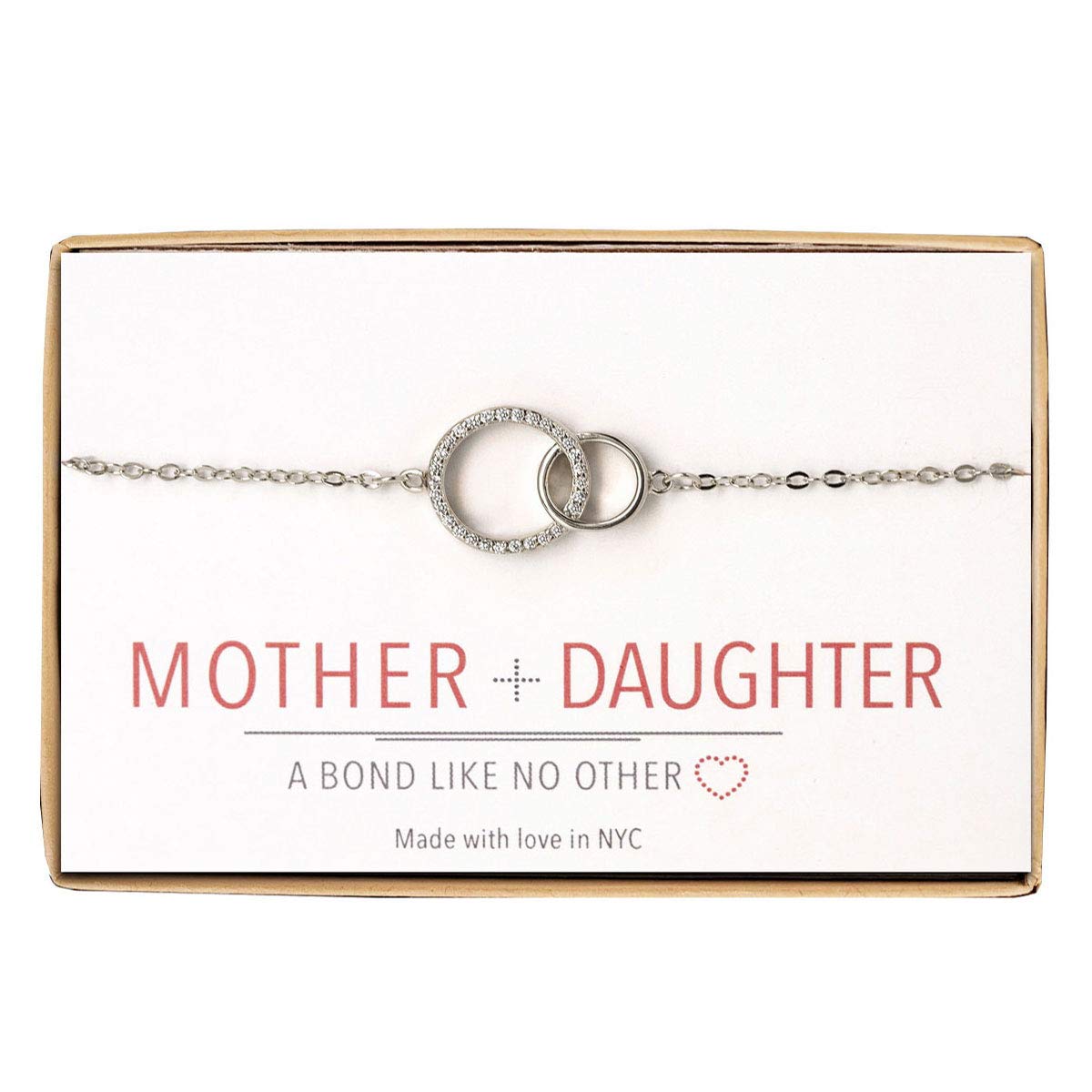 A+O Gifts for Mom, Mother Daughter Gift - Interlocking Circle Necklace OR Bracelet