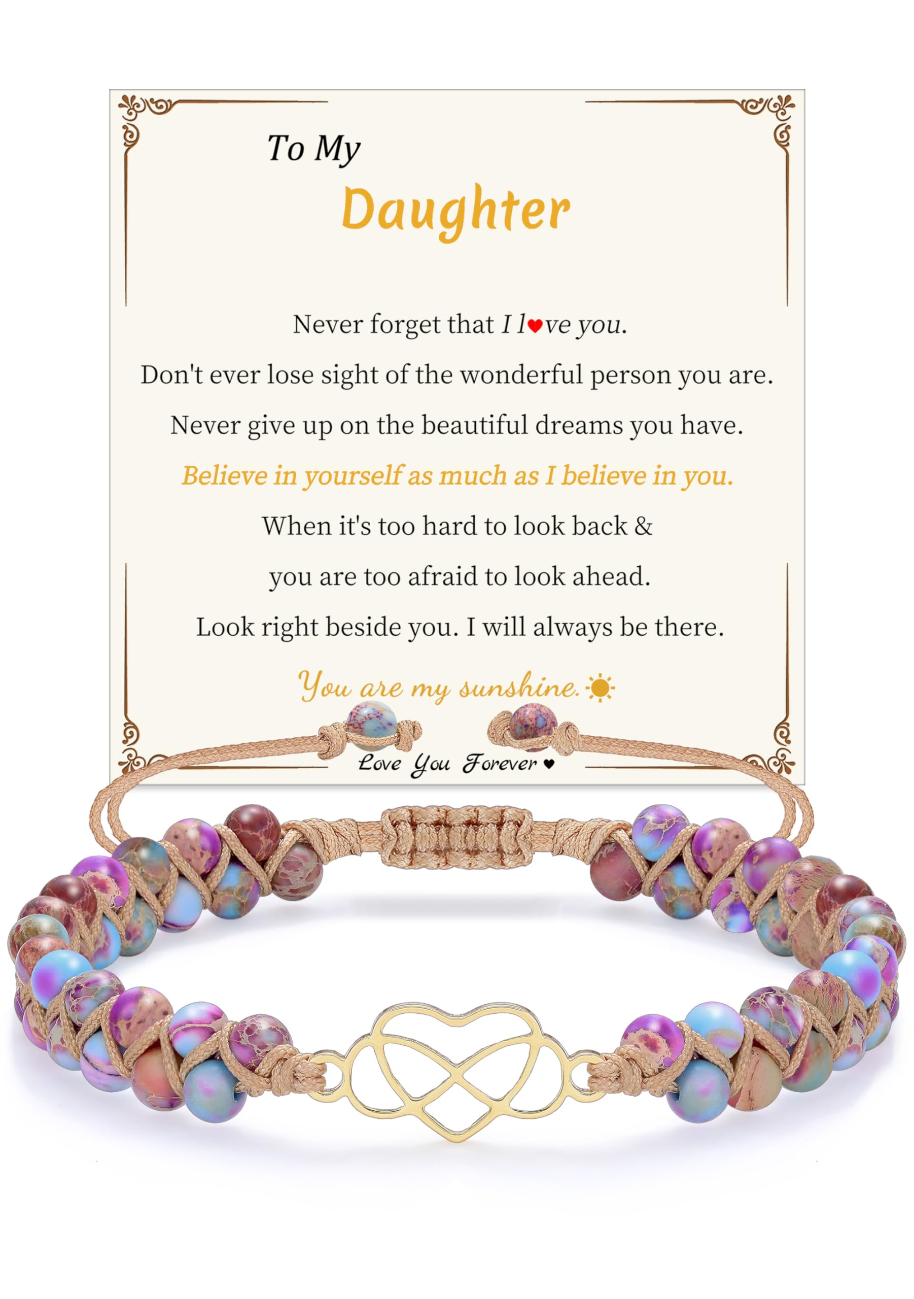 Gifts for Mom Daughter Granddaughter Love Gifts for Wife Girlfriend to My Sister Jasper Heart Bracelets Natural Stone Bracelet Graduation Birthday Anniversary Christmas Jewelry for Women
