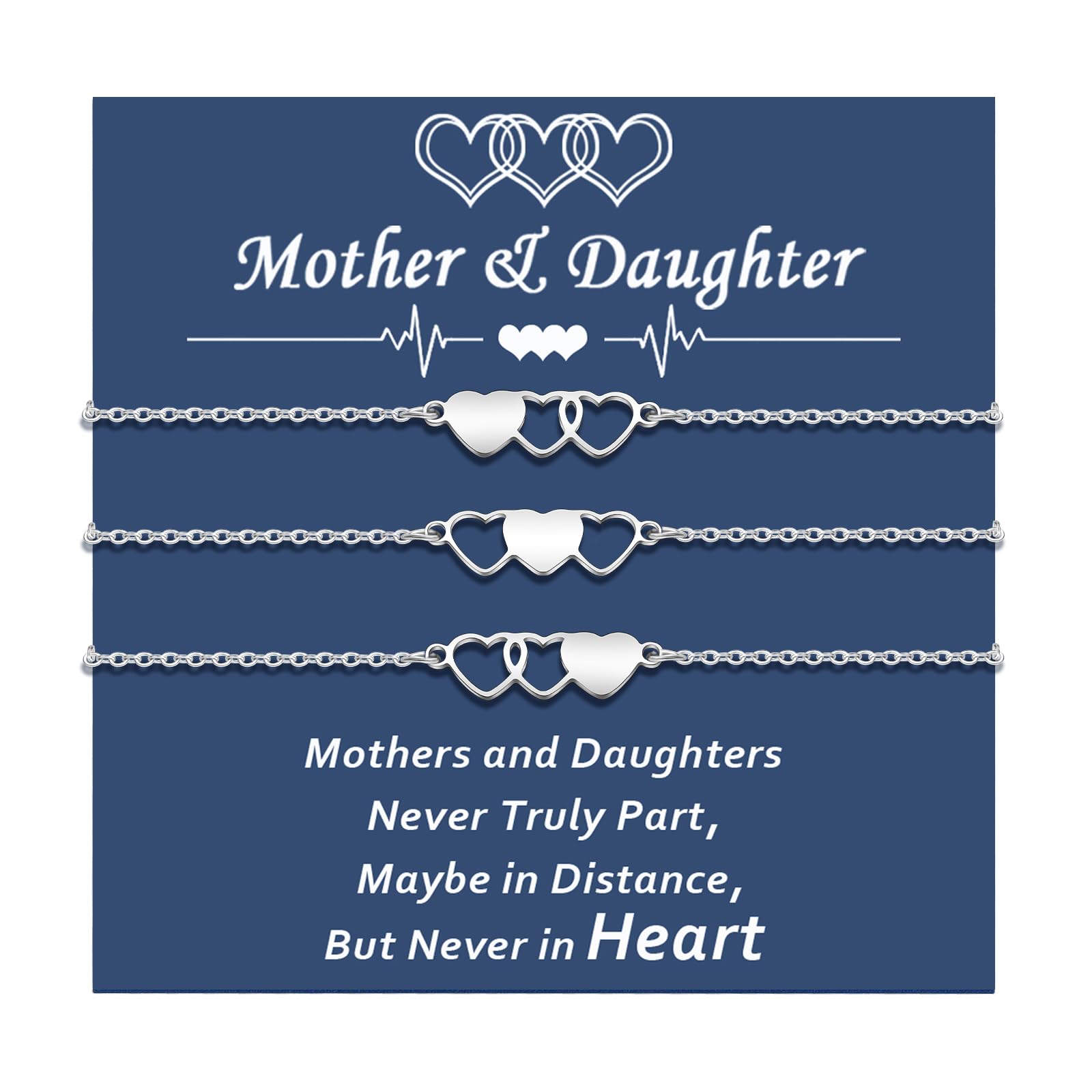 2/3/4/5 Pcs Mother Daughter Bracelets Set Mothers Day Gifts for Grandma Granddaughter Mom Daughter Gifts Mommy and Me Matching Wish Bracelets Easter Basket Stuffers