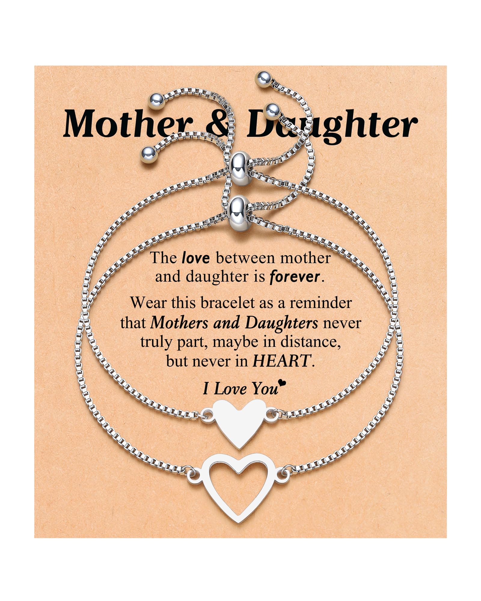 Matching Heart Bracelets Adjustable Jewelry Valentines Christmas Birthday Gifts for Mother and Daughter Best Friends
