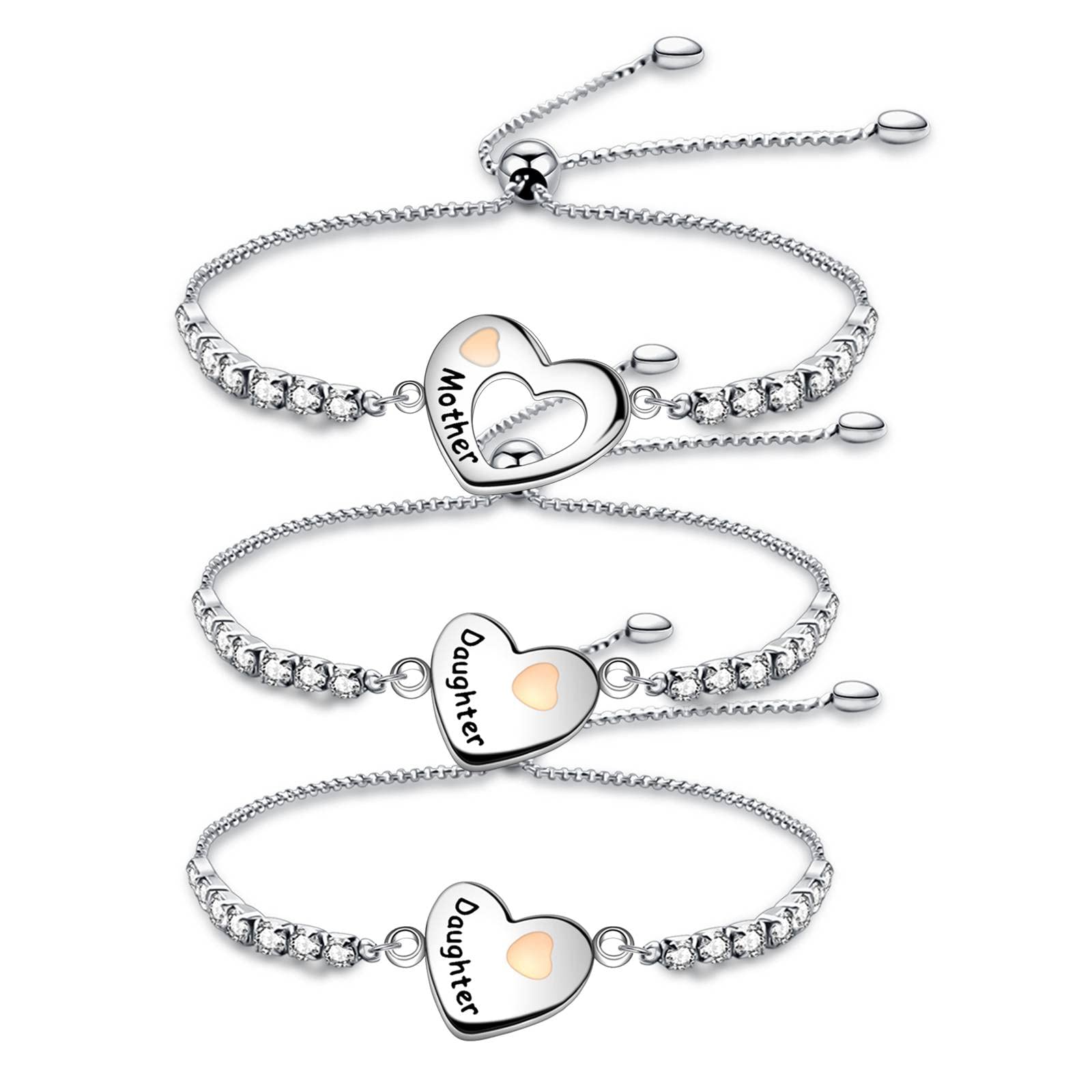 Mother’s Day Gifts Jewelry Mother and Daughter Bracelet Set Heart Matching Wish Bracelets for Mom Daughter