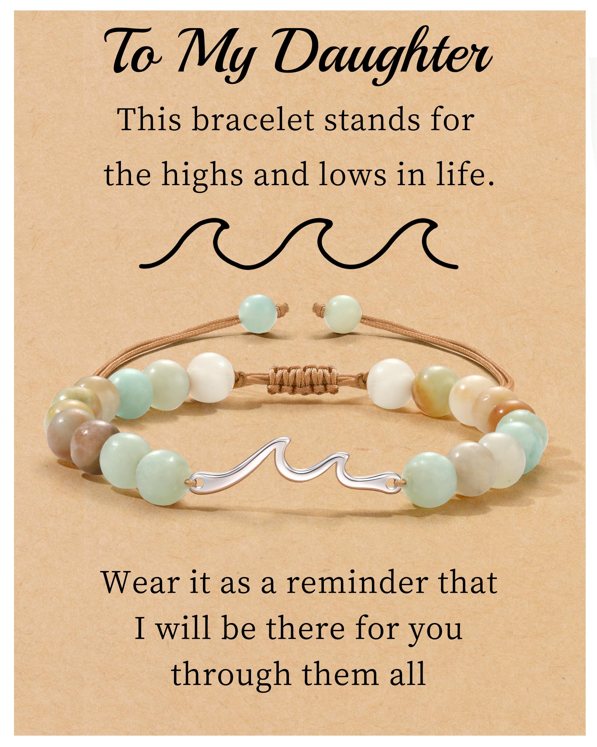Inspirational Gifts for Women, Wave Bracelet Encouragement Gifts, Natural Stone Beaded Bracelets Life Is Tough Cheer Up Spiritual Thoughtful Get Weel Gifts Birthday Mothers Day Jewelry