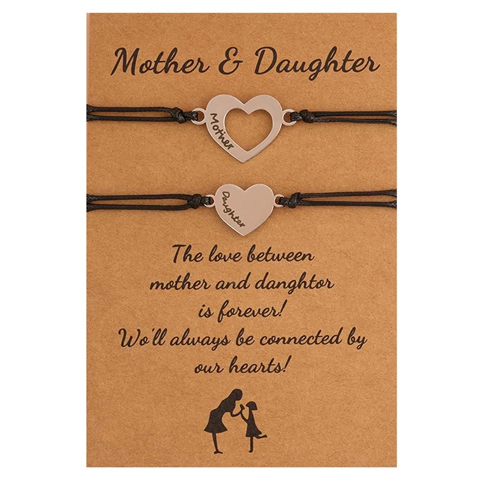 Mother Daughter Bracelets Set for 2 Matching Bracelets for Mom and Daughter Gift from Mom Daughter Heart Bracelets for Women