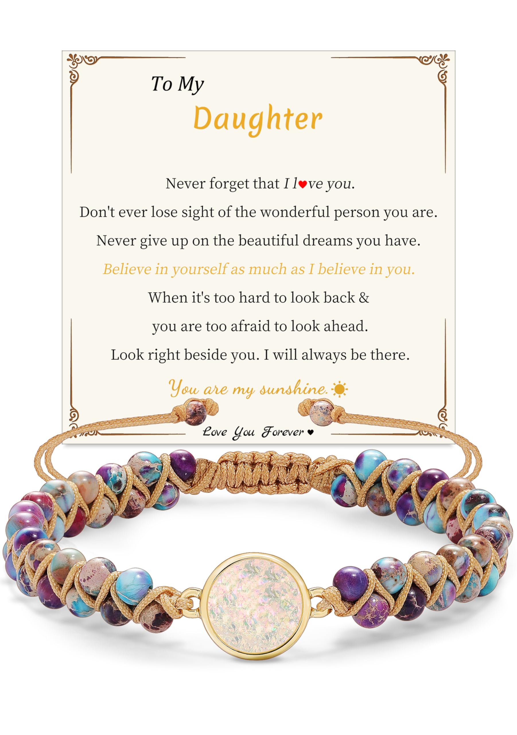 Gifts for Mom Daughter Granddaughter Love Gifts for Wife Girlfriend to My Sister Jasper Heart Bracelets Natural Stone Bracelet Graduation Birthday Anniversary Christmas Jewelry for Women