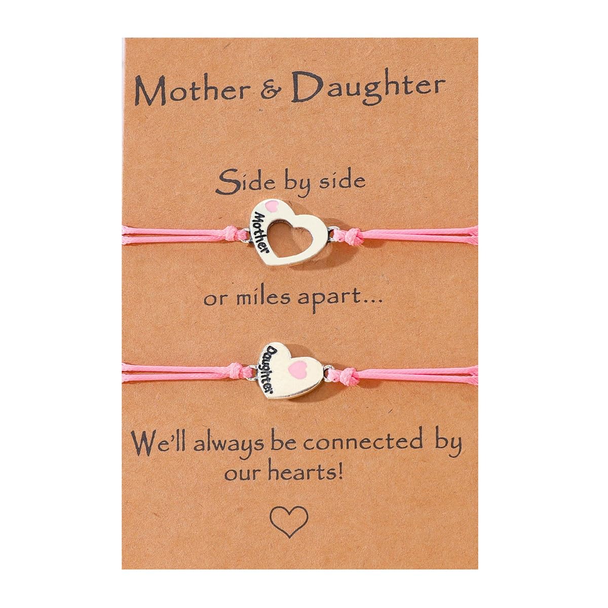 Pingyongchang Mother Daughter Bracelets Set for 2, Mommy and Me Matching Heart Wish Bracelets for Women Teen Girls Christmas Easter Graduation Mothers Day Gifts for Mom Daughter Valentines Day Gifts