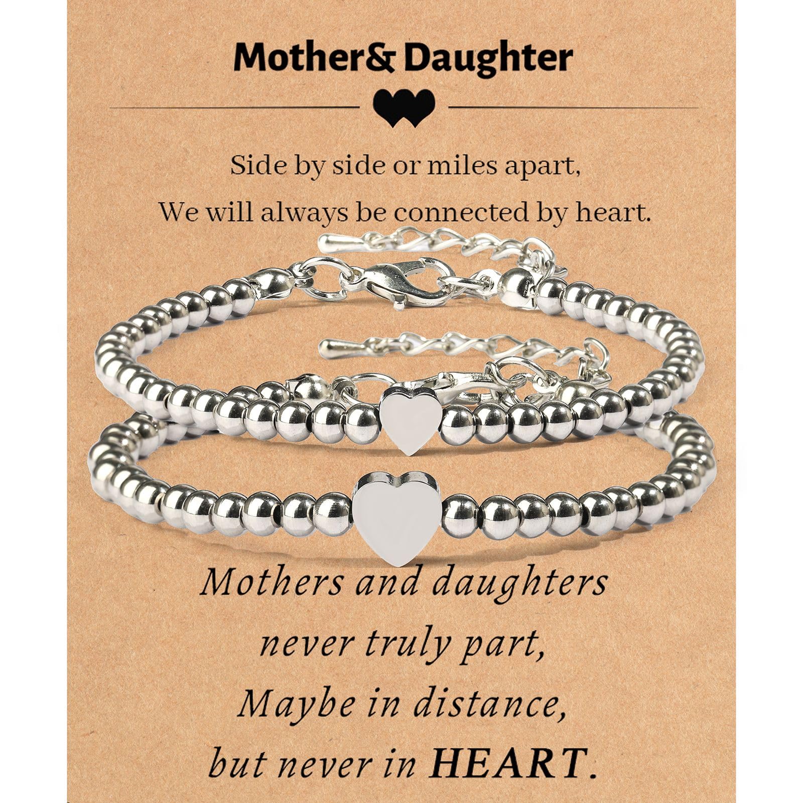 Mother Daughter Bracelets for 2 Matching Heart Bracelets for Mother and Daughter Mothers Gifts from Daughter Son Mother Daughter Matching Bracelets Mom Mother's Day Birthday Christmas Gifts