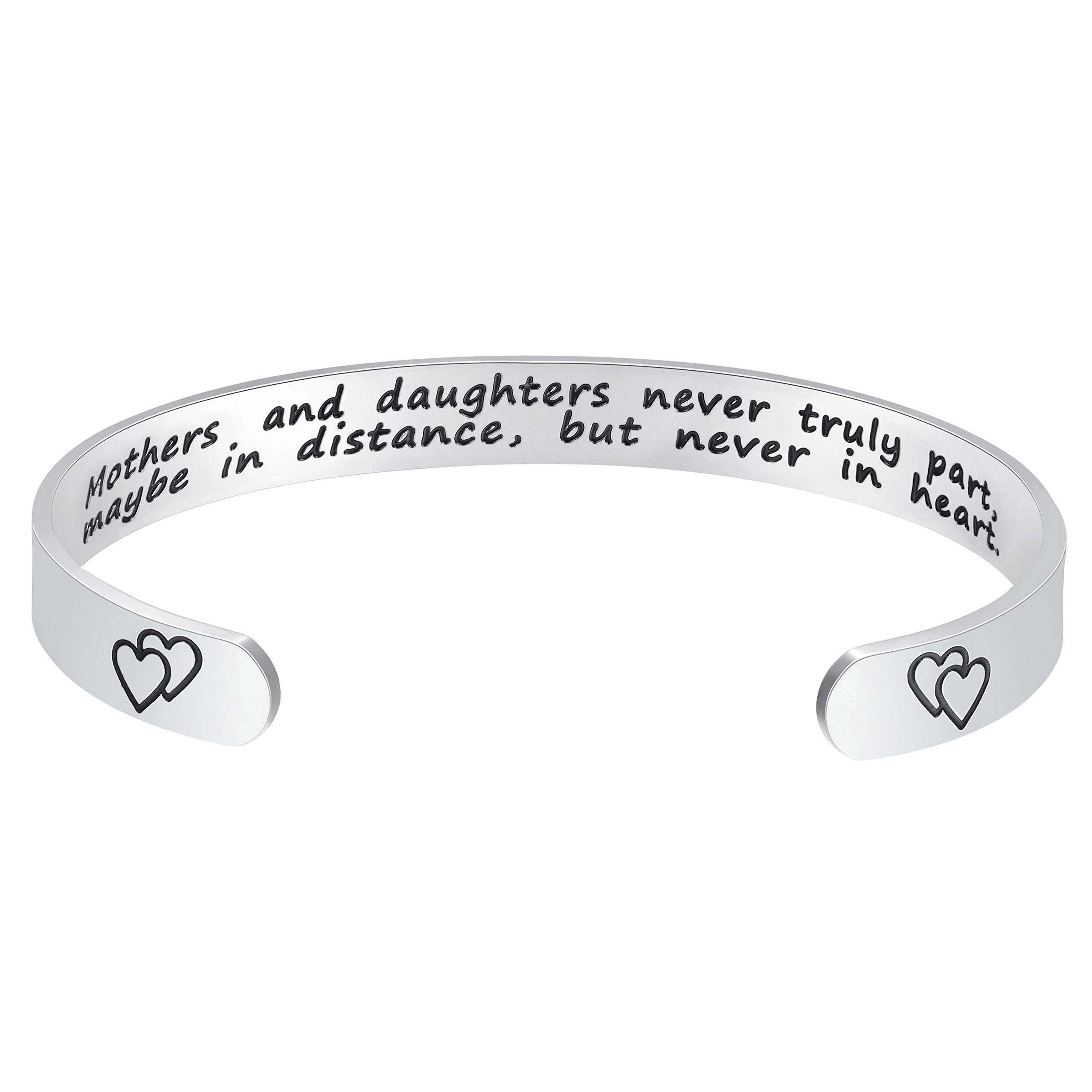 Fesciory Inspirational Bracelets for Women,Stainless Steel Engraved Personalized Positive Mantra Quote Keep Going Cuff Bangle College Graduation for Her