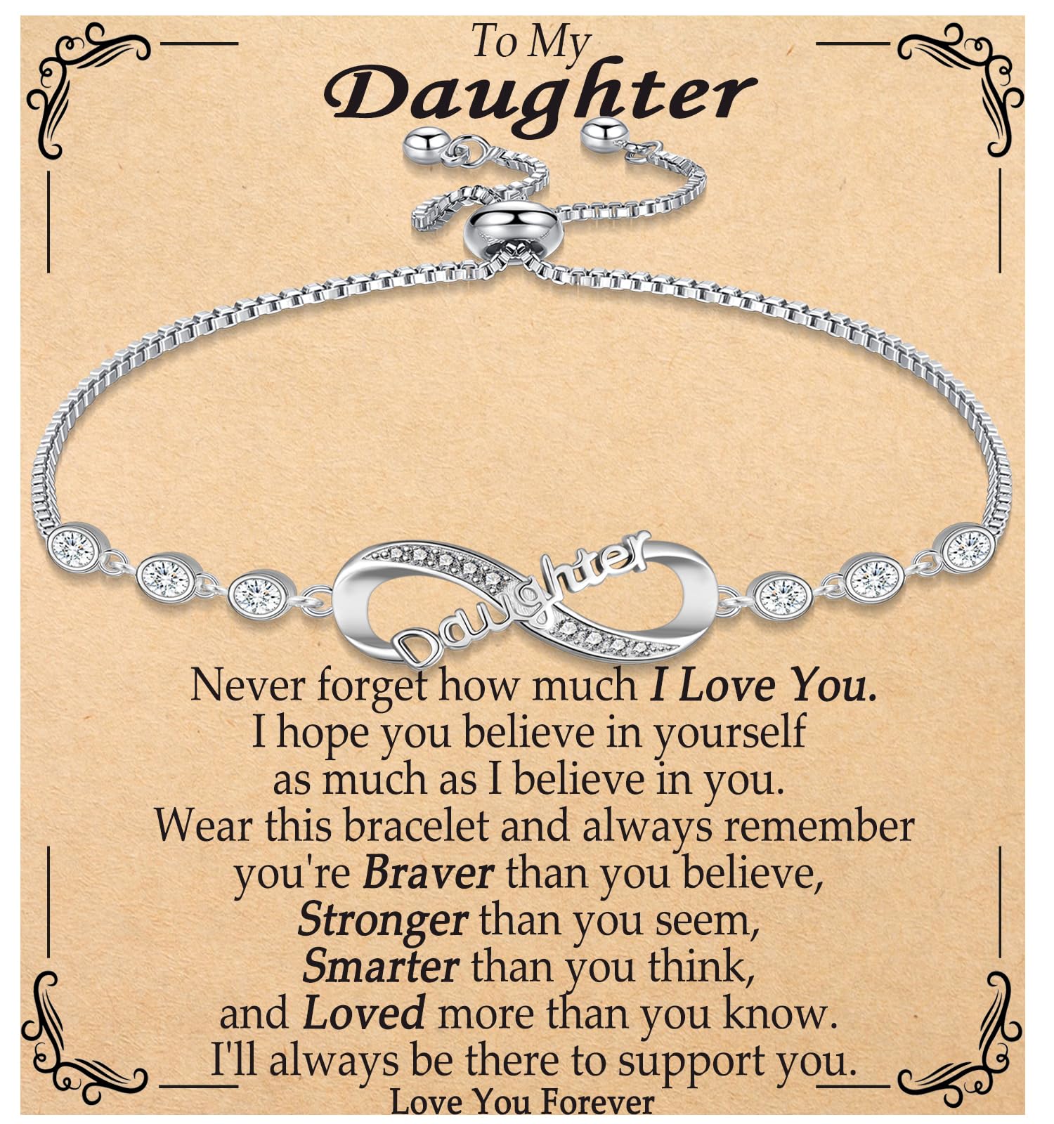Infinity Bracelets for Women Gifts for Daughter, Mom, Grandma, Sister Adujustable Link Braceles Gifts for Birthday, Christamas, Mothers Day