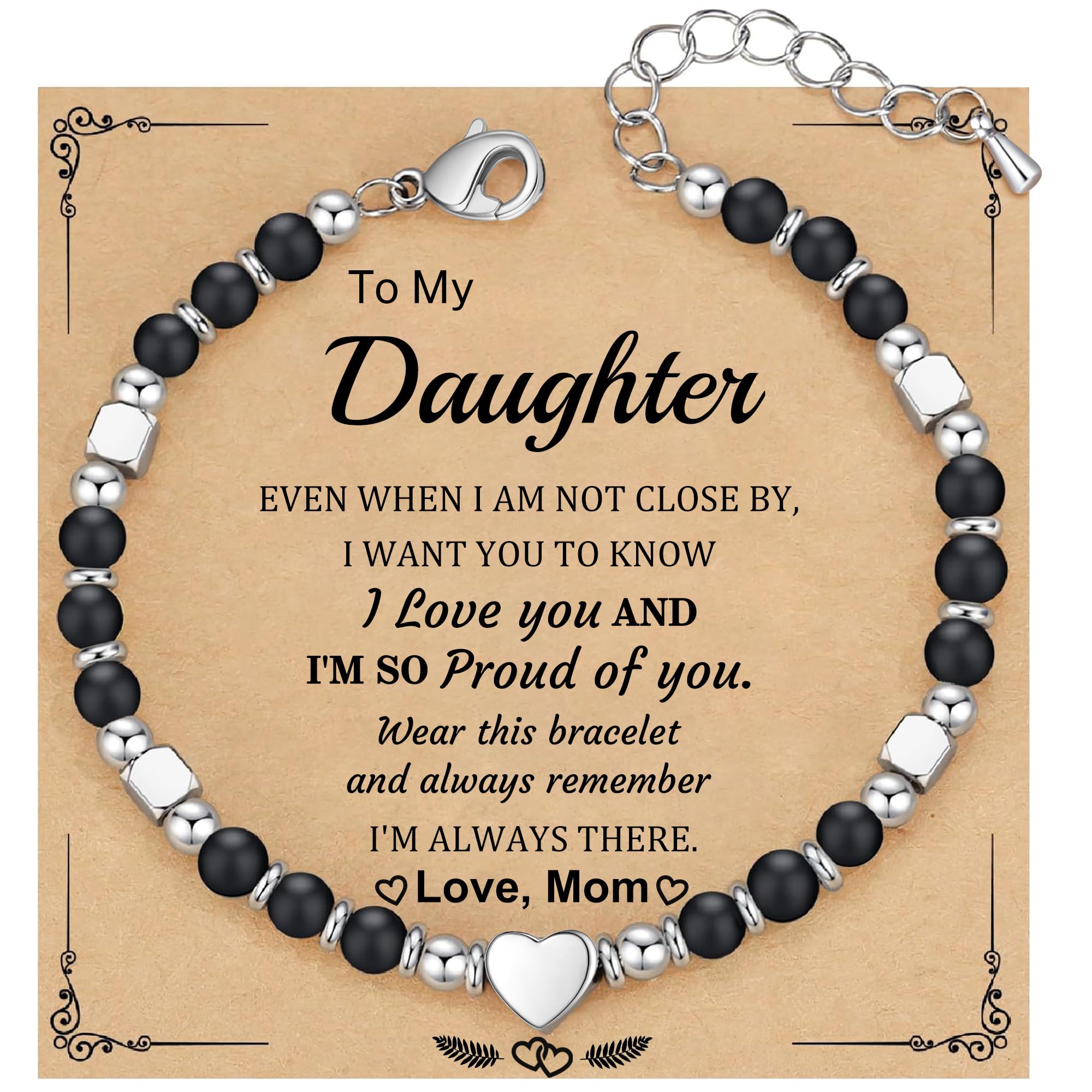 Daughter Bracelet Mothers Day Bracelets Gifts for Mom Grandma Bonus Mom Charm Bracelet Jewelry Birthday Gifts for Granddaughter Sister Easter Gift