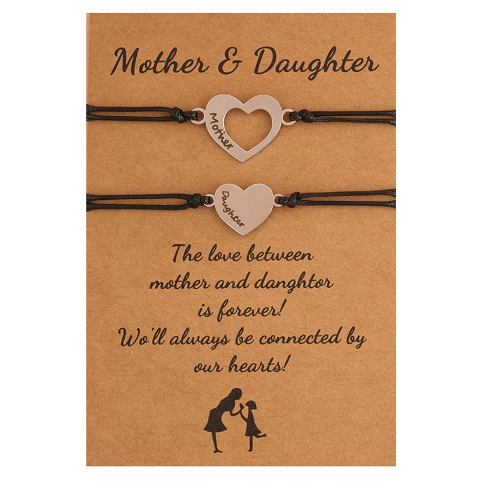 COLORFUL BLING Mother Daughter Mommy and Me Heart Wish Bracelets Distance Matching Hollow Heart Horse Promise Promise Bracelet Friendship Jewelry Back to School Gifts