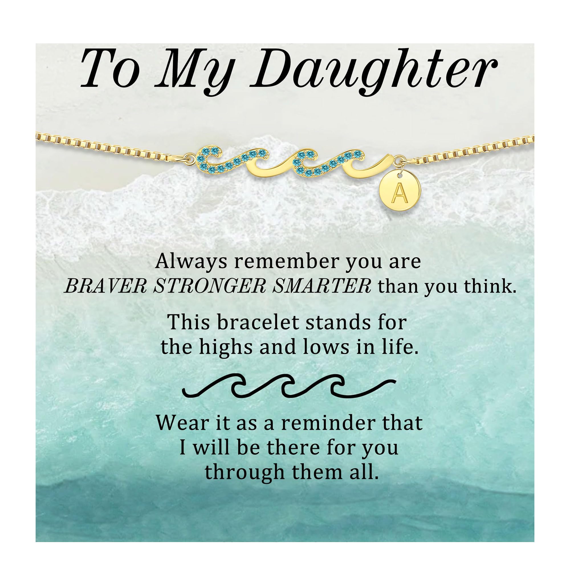 Dainty Gold Bracelet with Initials, Gifts for Women Initial Bracelets for Women Mom Gift Teen Gifts Trendy Stuff Wave Bracelet Grandma Graduation Gifts for Her 2025 Daughter Friend Letter A-Z Birth...