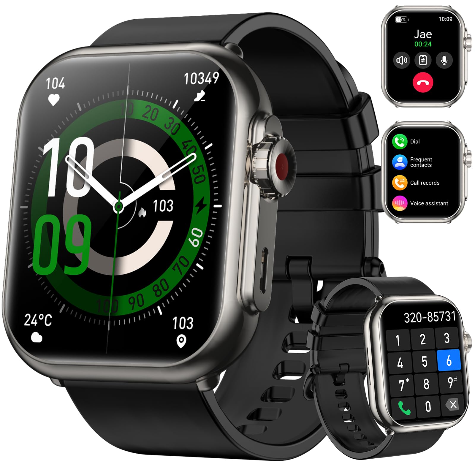 Smart Watch for Men Women, 1.85" HD Fitness Tracker with Call Function, 1000 mAh 100 Day Battery Life, 110+ Sport Modes, Heart Rate Sleep Monitor Fitness Watch, IP68 Waterproof, iOS Android Compatible