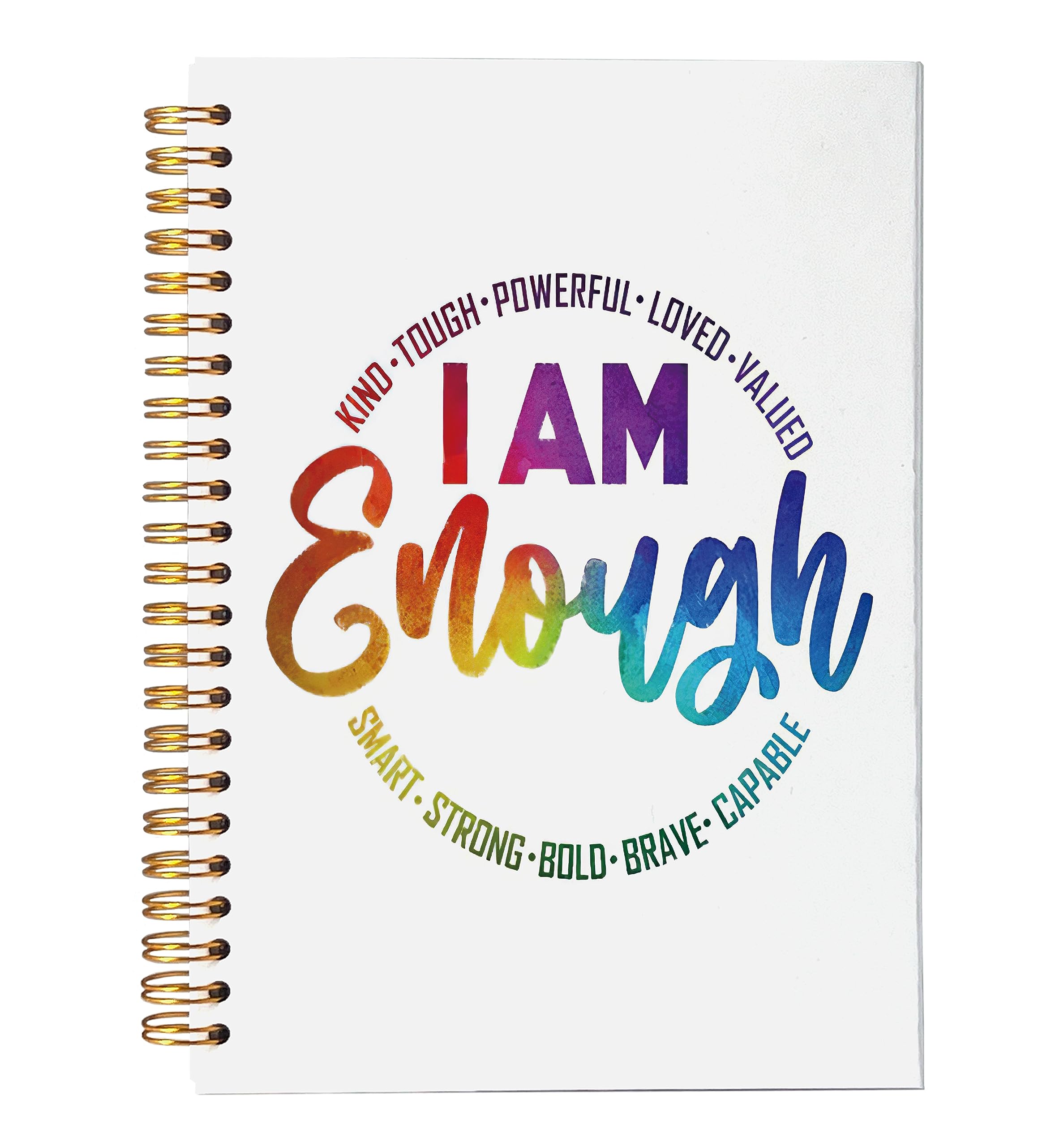 VNWEK Inspirational Notebook Journal,I Am Enough Inspirational Affirmation Spiral Notebook 5.5x8.3 Inch,Motivational Journal