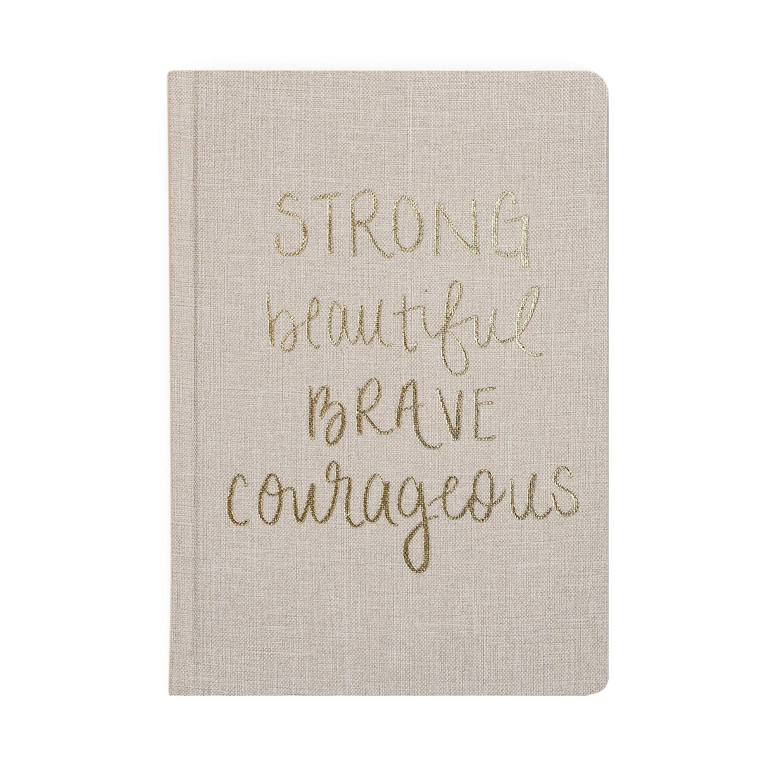 Sweet Water Decor Cute Motivational Lined Composition Notebook for Women, 100 Ruled Pages for Writing, Diary with Fabric Inspirational Cover (Strong Beautiful Brave Courageous)