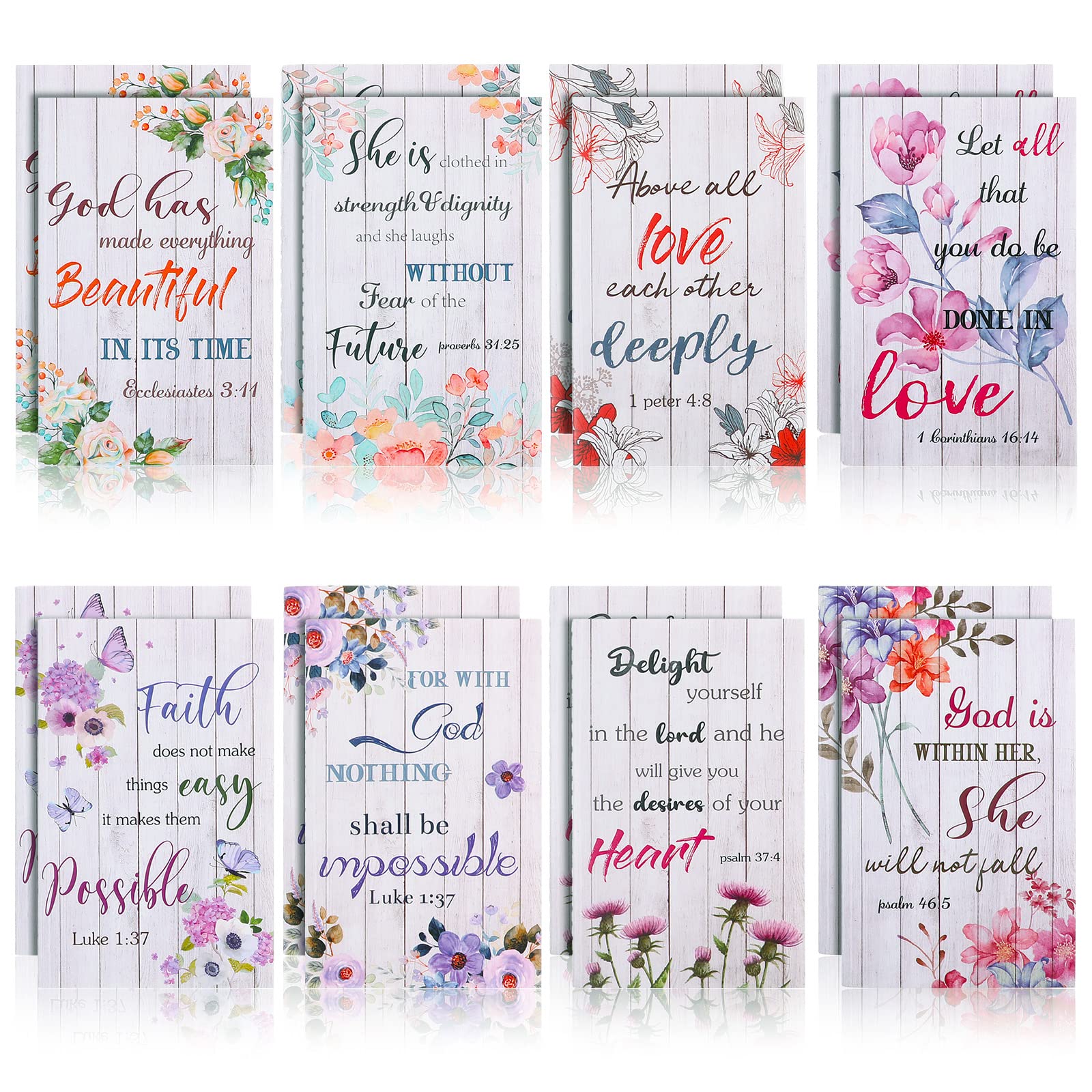 Containlol 16 Pcs Flower Daily Prayer Gift for Women, Bible Verse Notebooks Rustic Floral Inspirational Scripture Quotes Pocket Notepads, School Office, 4.9 x 3.1 Inches(Cute Style)