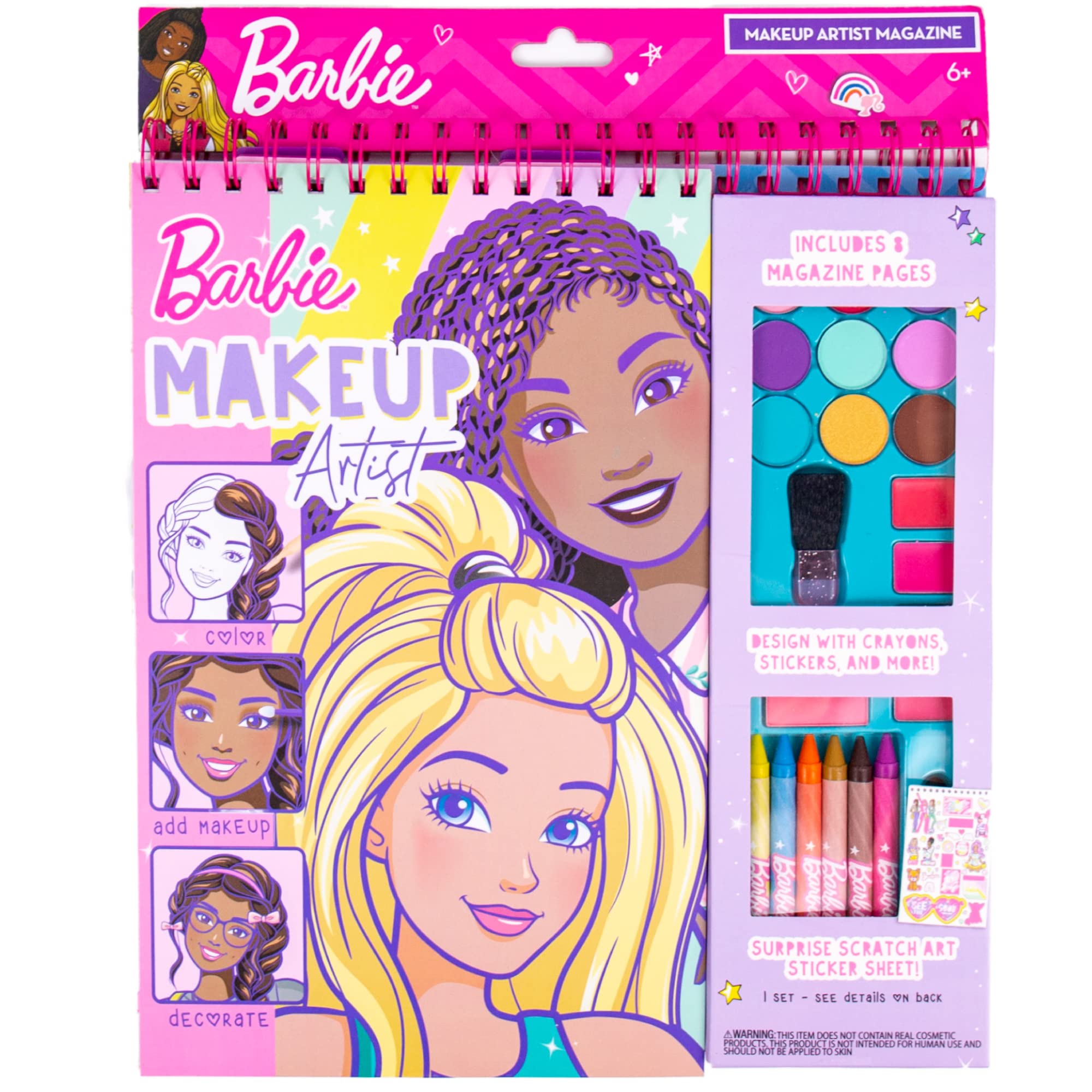 Barbie Makeup Artist Magazine by Horizon Group USA, Create Your Own Hair & Makeup Looks Using 130+ Stencils, 180+ Stickers, Crayons, Pretend Makeup & More