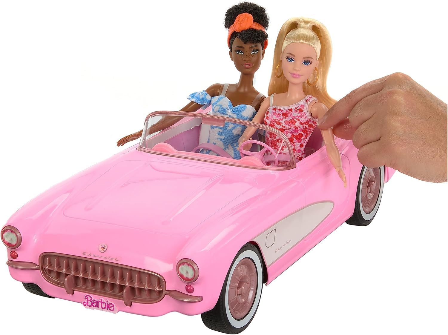 Barbie Hot Wheels RC Corvette from The Movie, Full-Function Remote-Control Toy Car Holds 2 Dolls