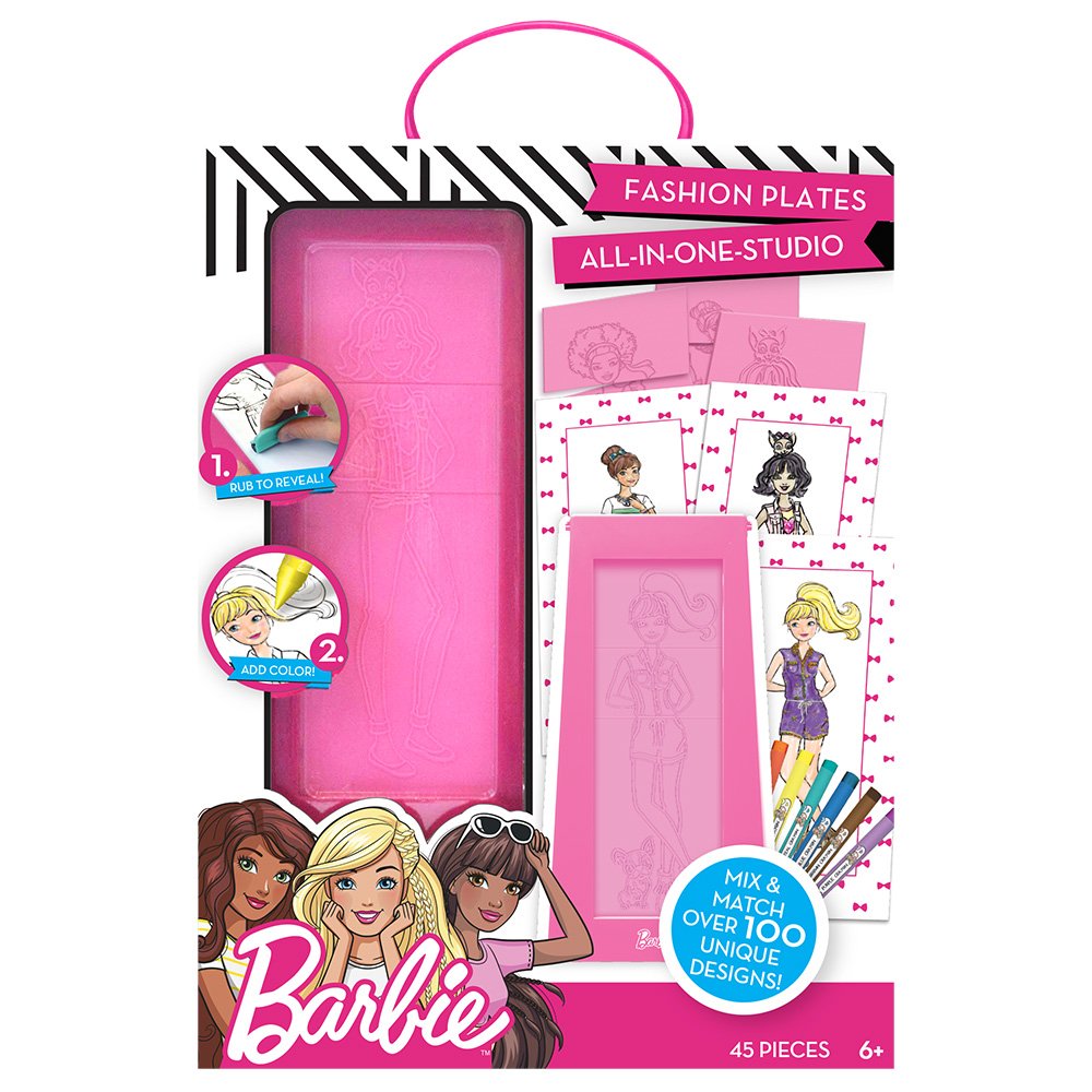 Barbie Fashion Plates All in One Studio Sketch Design Activity Set – Fashion Design Kit for Kids Ages 6 and Up