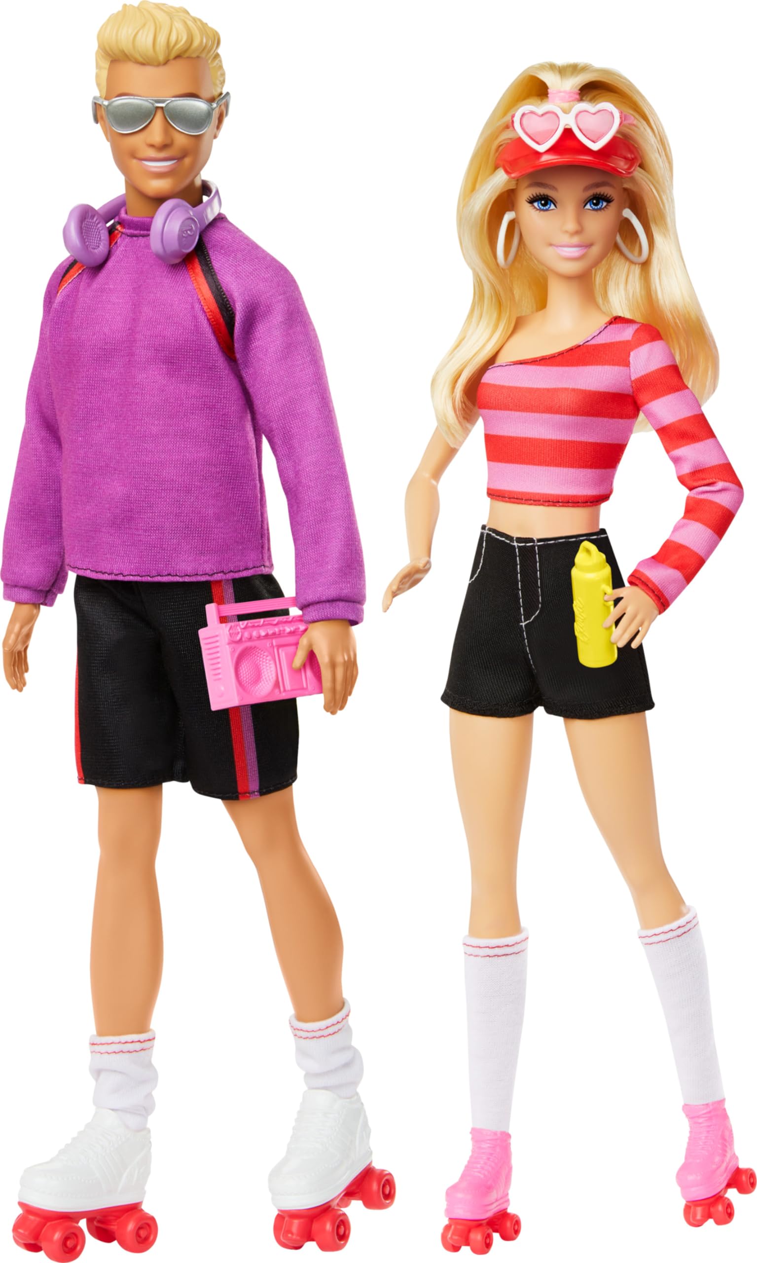 Barbie Fashionistas Set with 2 Fashion Dolls & 6 Accessories, Roller-Skating Ken, 65th Anniversary Collectible