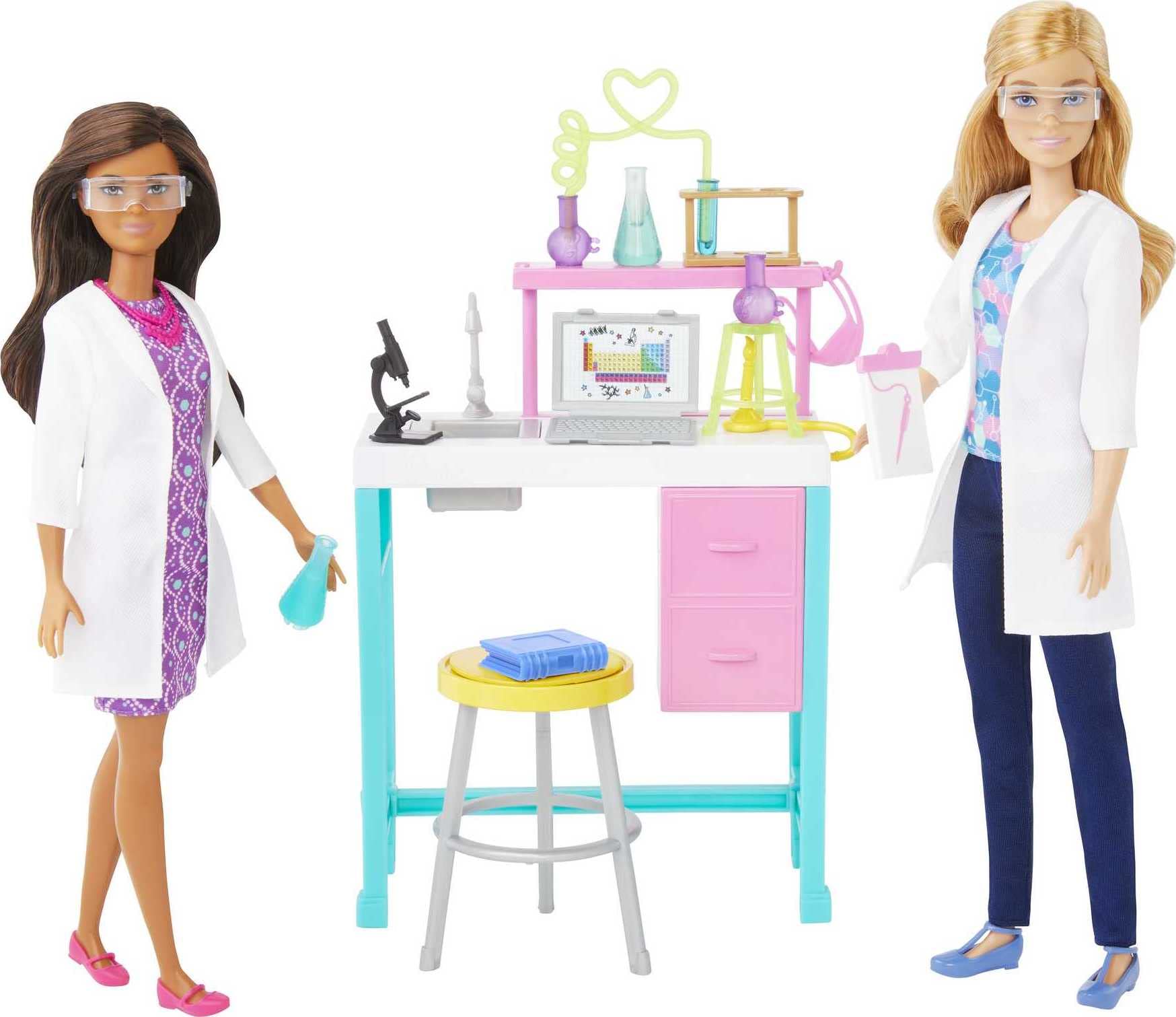 Barbie Careers Playset, Science Lab with 2 Scientist Fashion Dolls, Bench & 10+ Accessories (Amazon Exclusive)