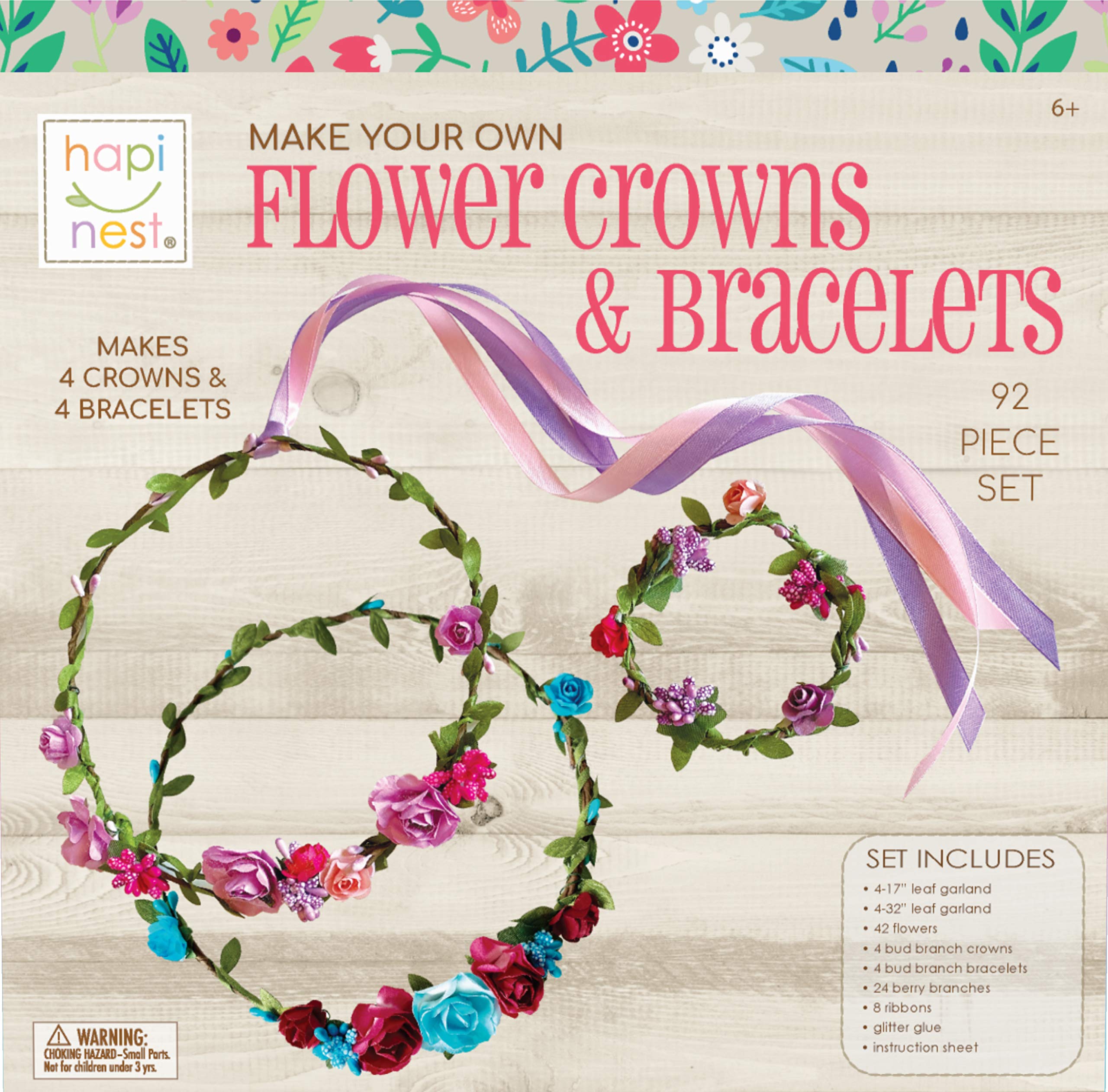 Hapinest Make Your Own Flower Crown Kit & Bracelet Craft Kit for Girls Ages 6 Years and Up