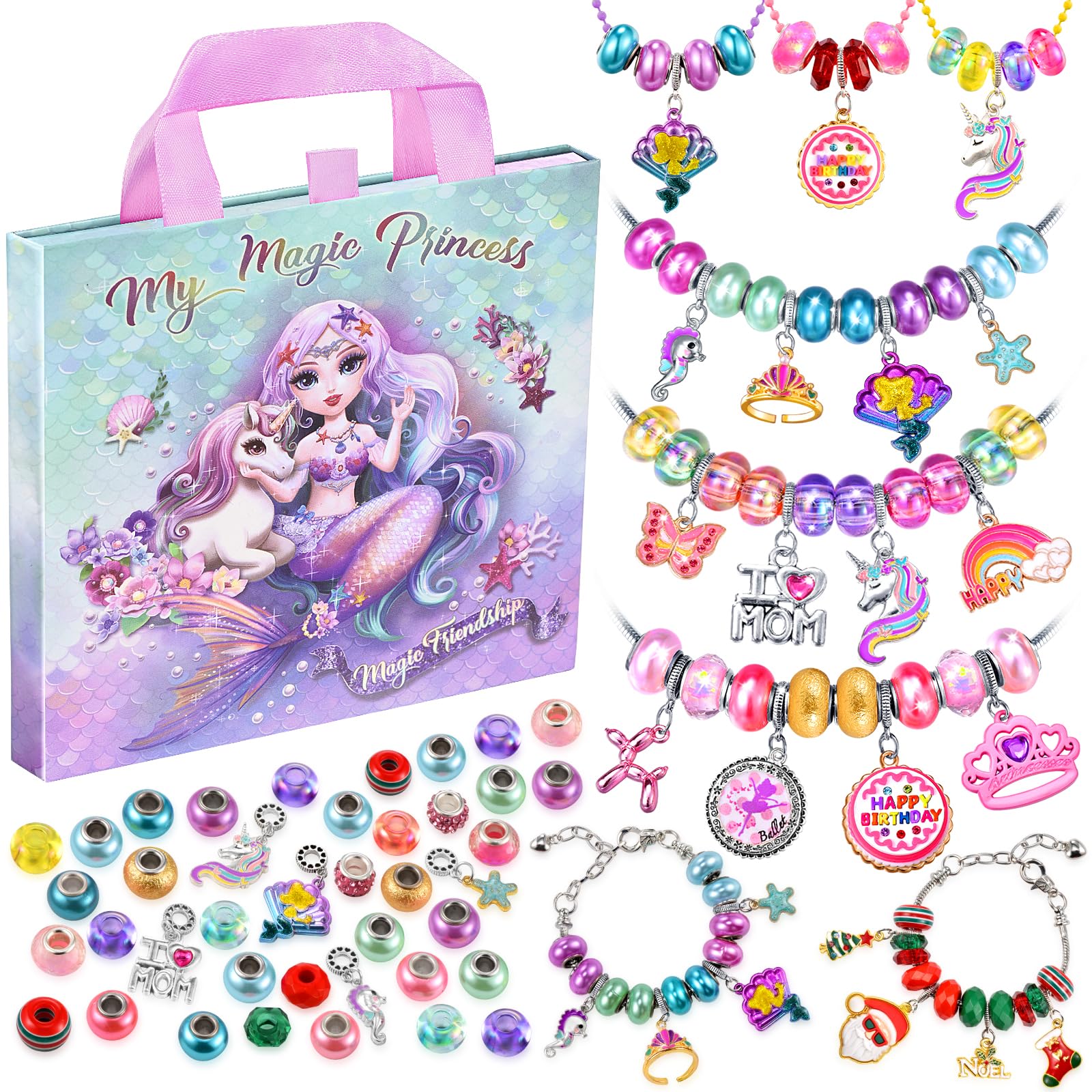 Charm Bracelet Making Kit & Unicorn/Mermaid Girl Toy- ideal Crafts for Ages 8-12 Girls who Inspire Imagination and Create Magic with Art Set and Jewelry Making Kit