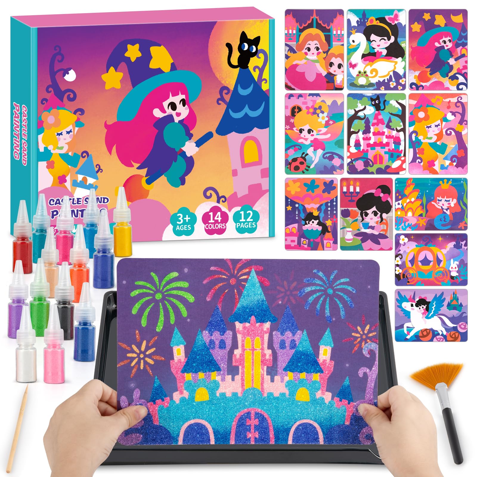 2 in 1 Foil Fun & Sand Art Kits for Kids, Princesses Crafts, No Mess DIY Creative Activity for Girls and Boys Ages 4-8, Learning Toy