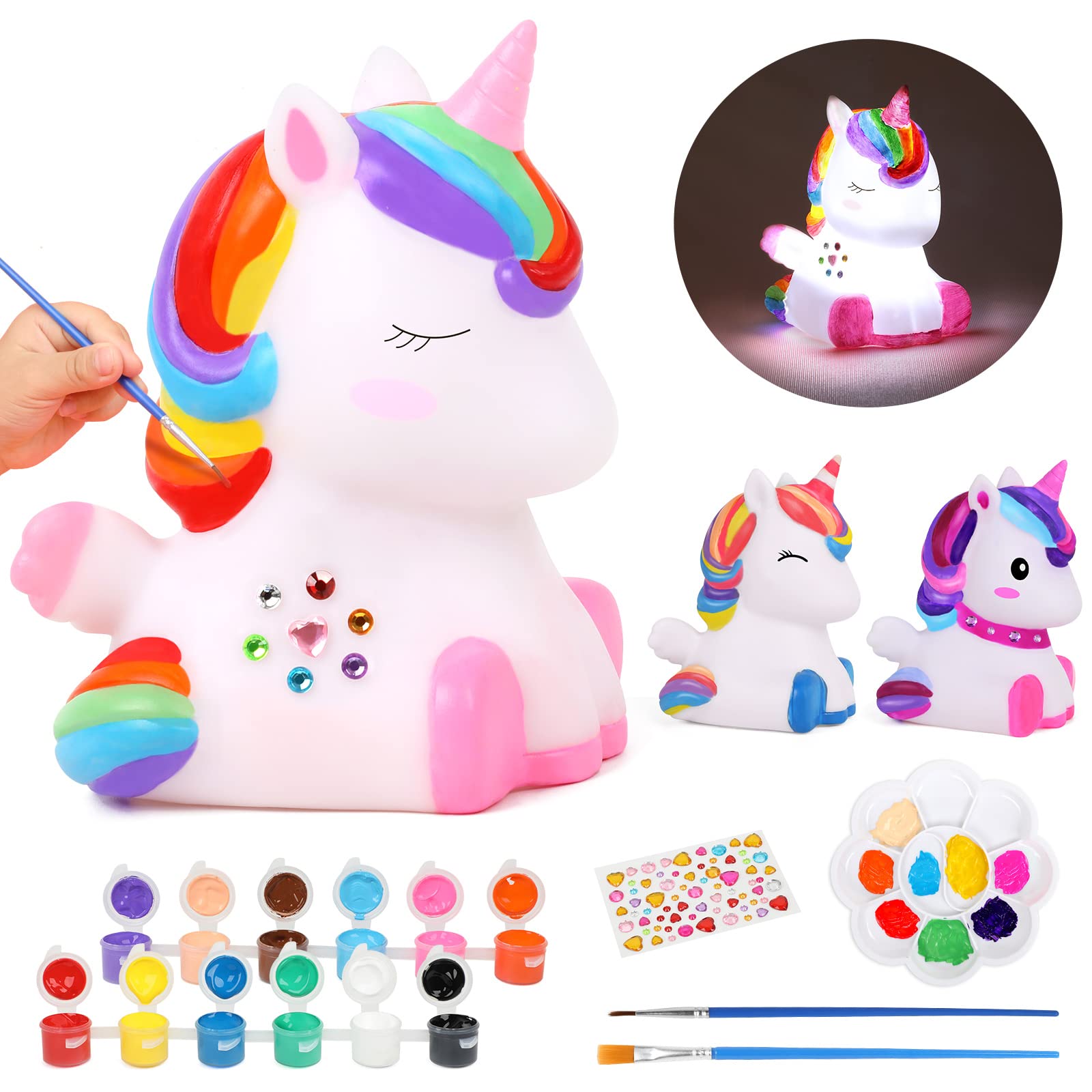 dededa Paint Your Own Unicorn Night Light Art Kit, Arts and Crafts for Kids Ages 4-8,Unicorns Gifts for Girls Painting Kit Unicorn Toys for Kids 4 5 6 7 8 9 10 11 12+ (1Pc)