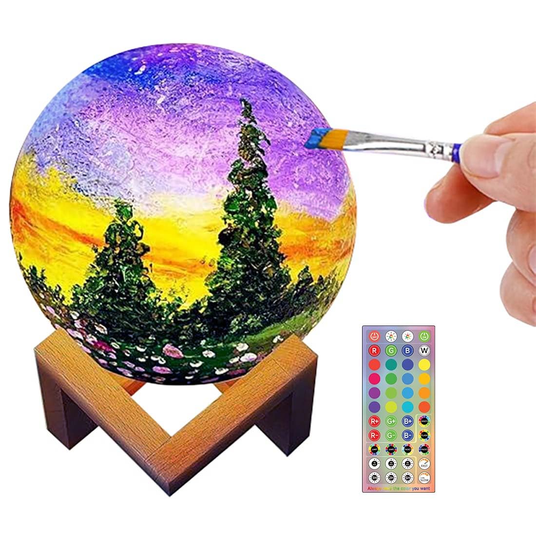 HOLA DIY 3D Moon Night Light, Paint Your Own Moon Lamp Kit Galaxy Lamp Arts and Crafts Kit, Ages 5 6 7 8 9 10 11 12-15 Year Old Girl Boys Birthday Gifts Toys