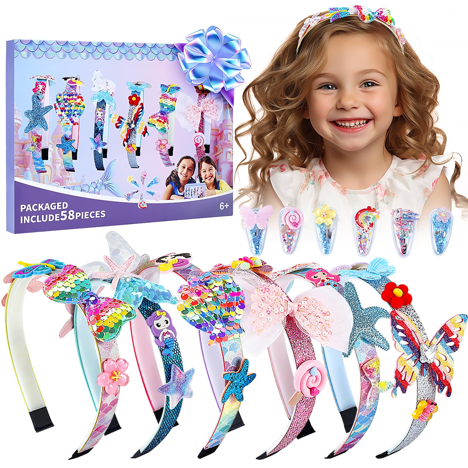 lillimasy DIY Headband Making Kit for 5+ Year Olds - Craft Set Includes 6 Unique Hair Accessories