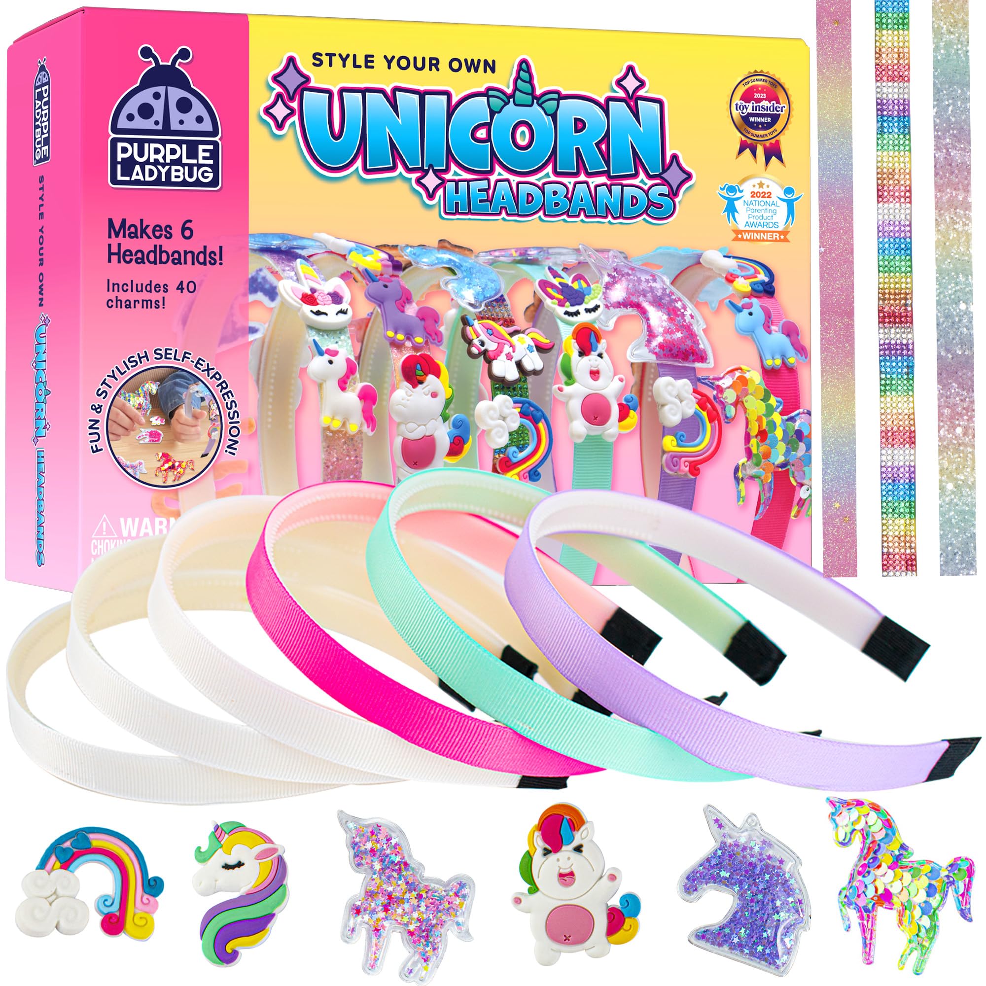 PURPLE LADYBUG Unicorn Headband Making Kit - Unicorn Crafts for Girls Ages 4-9, Birthday Gifts, DIY Hair Accessories Set, Great Summer Activity for Girls