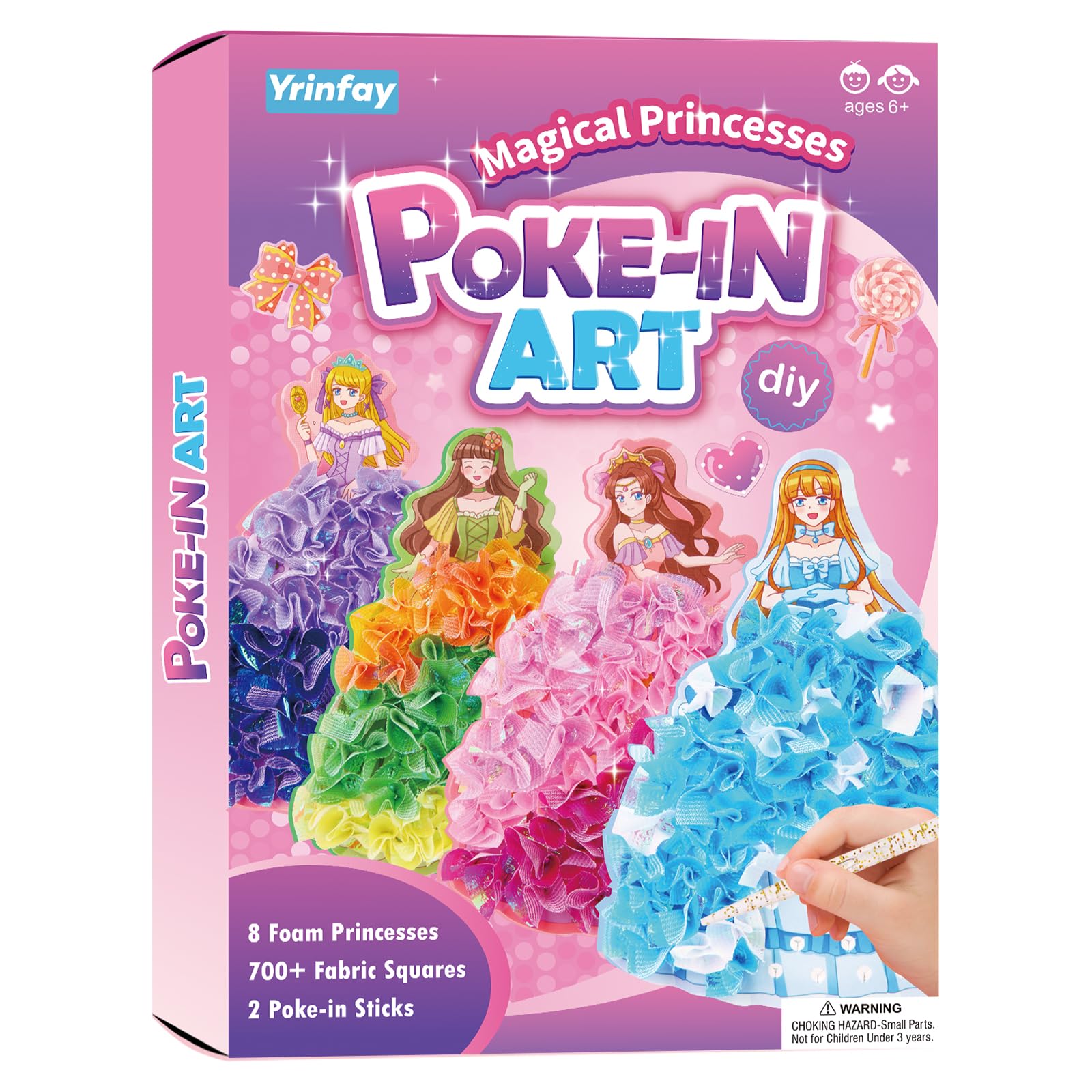 Poke-in Art and Crafts kit for Kids, DIY 8 Magical Princesses & 6 Accessories, Pretty Princess Game Toys for Girl 6-8 8-12, Gifts for Boys & Girls Ages 6 7 8 9 10 11 12 Years Old