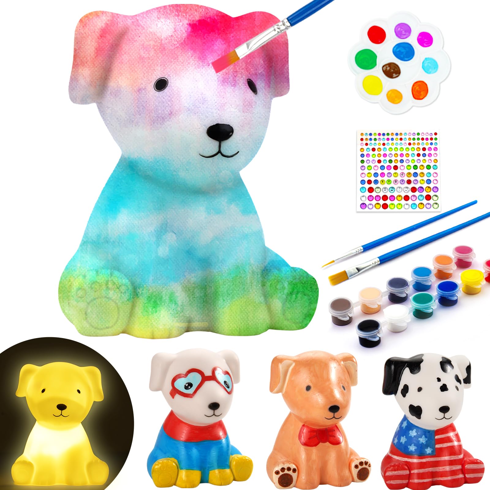 Paint Your Own Dog Lamp Kit 1pcs, DIY Dog Art Craft Painting Kits for Girls Boys Kid Age 4 5 6 7 8 9 10 11 12+, Art Supplies Creative Gifts for Birthday, Halloween, Christmas, Party