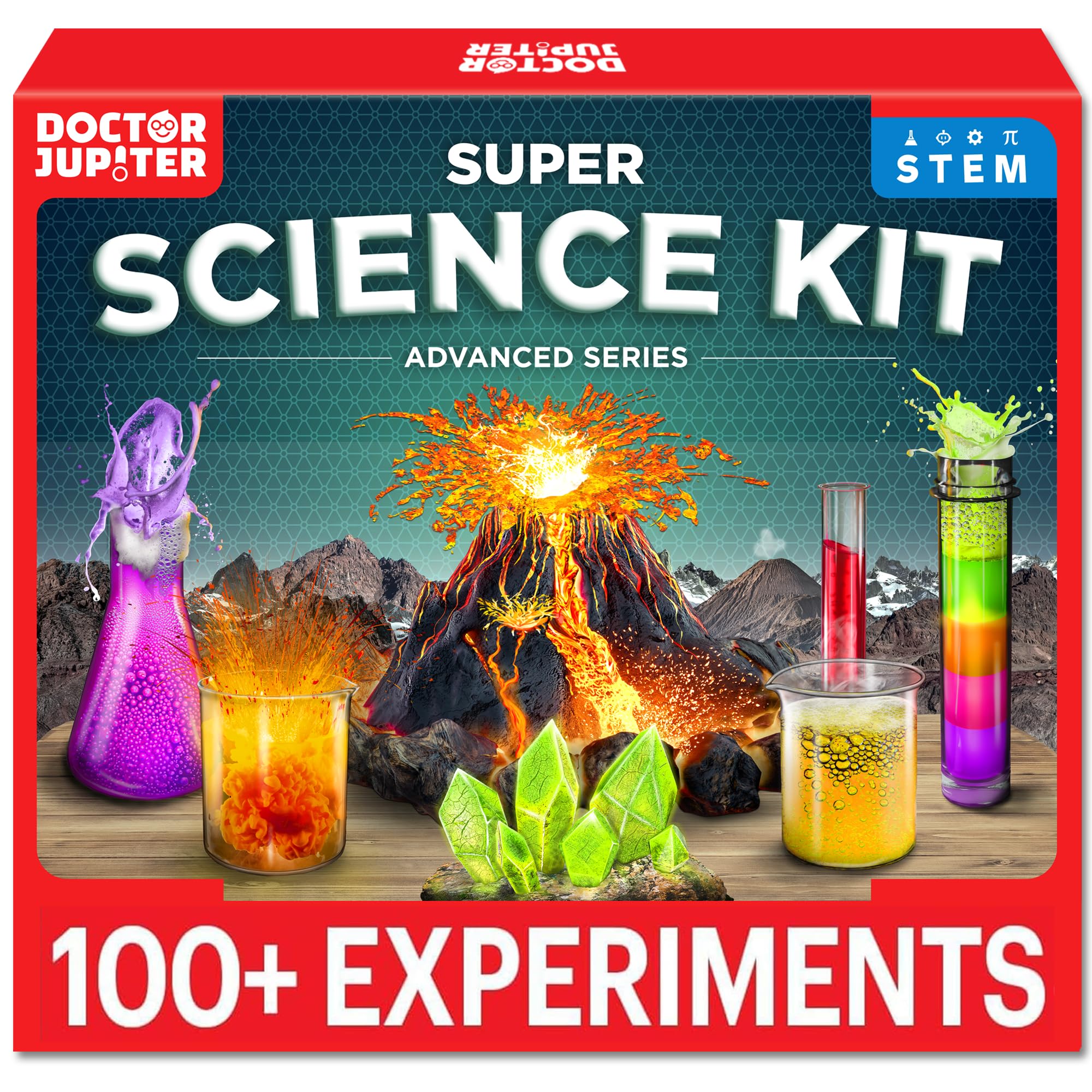 Doctor Jupiter Super Science Kit for Kids Ages 8-9-10-11-12-13-14 | Birthday Gift Ideas for Boys & Girls 8+ Years Old | STEM Toy with 100+ Experiments & Geyser Tube | Learning & Educational Kits