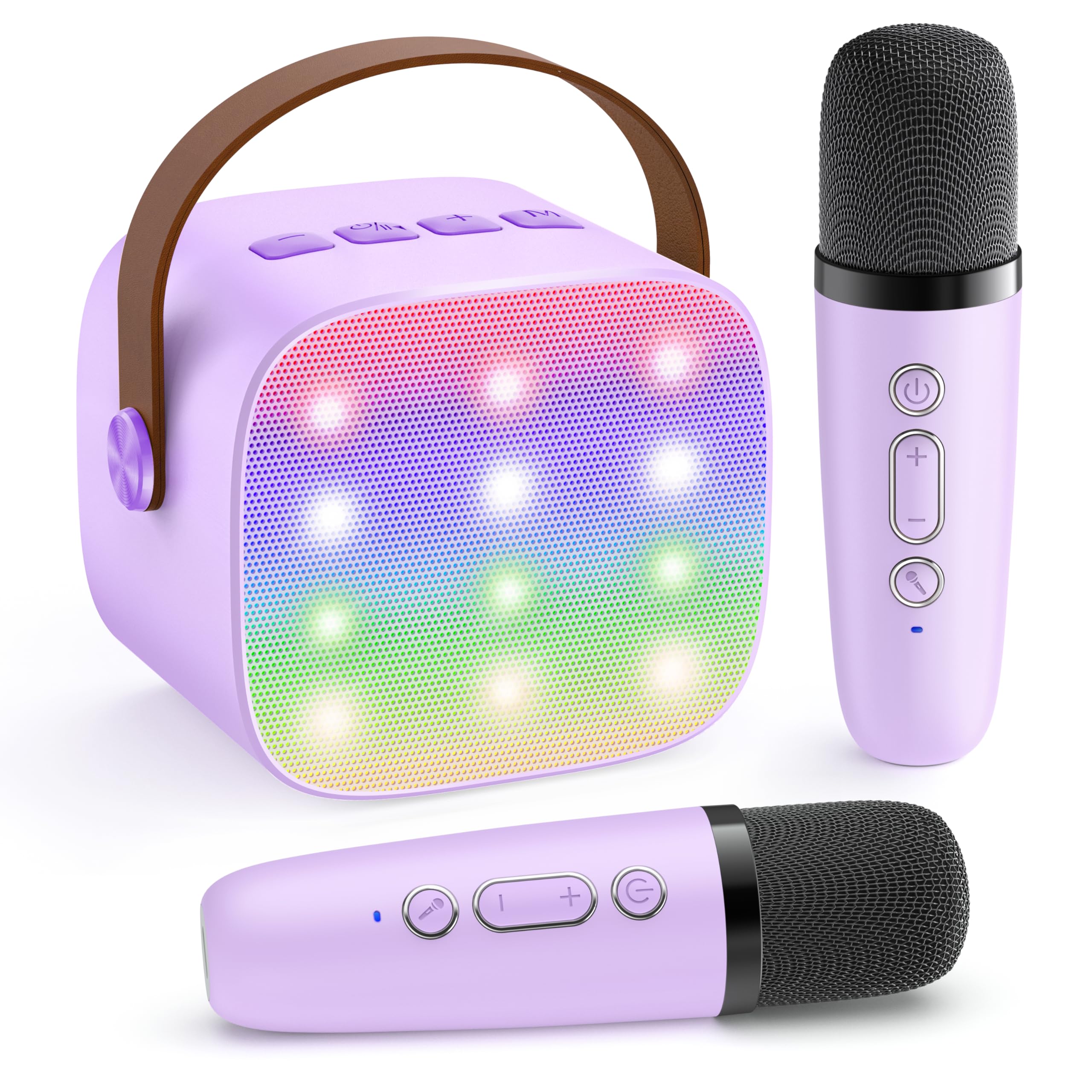 YLL Mini Kids Karaoke Machine with 2 Wireless Microphones, TOP Karaoke Gifts for Girls Ages 3, 4, 5, 6, 7, 8, 9,10,11,12 +Year Old, 4-12 Years Old Birthday Toy Gift for Girls Boys Party(Purple)