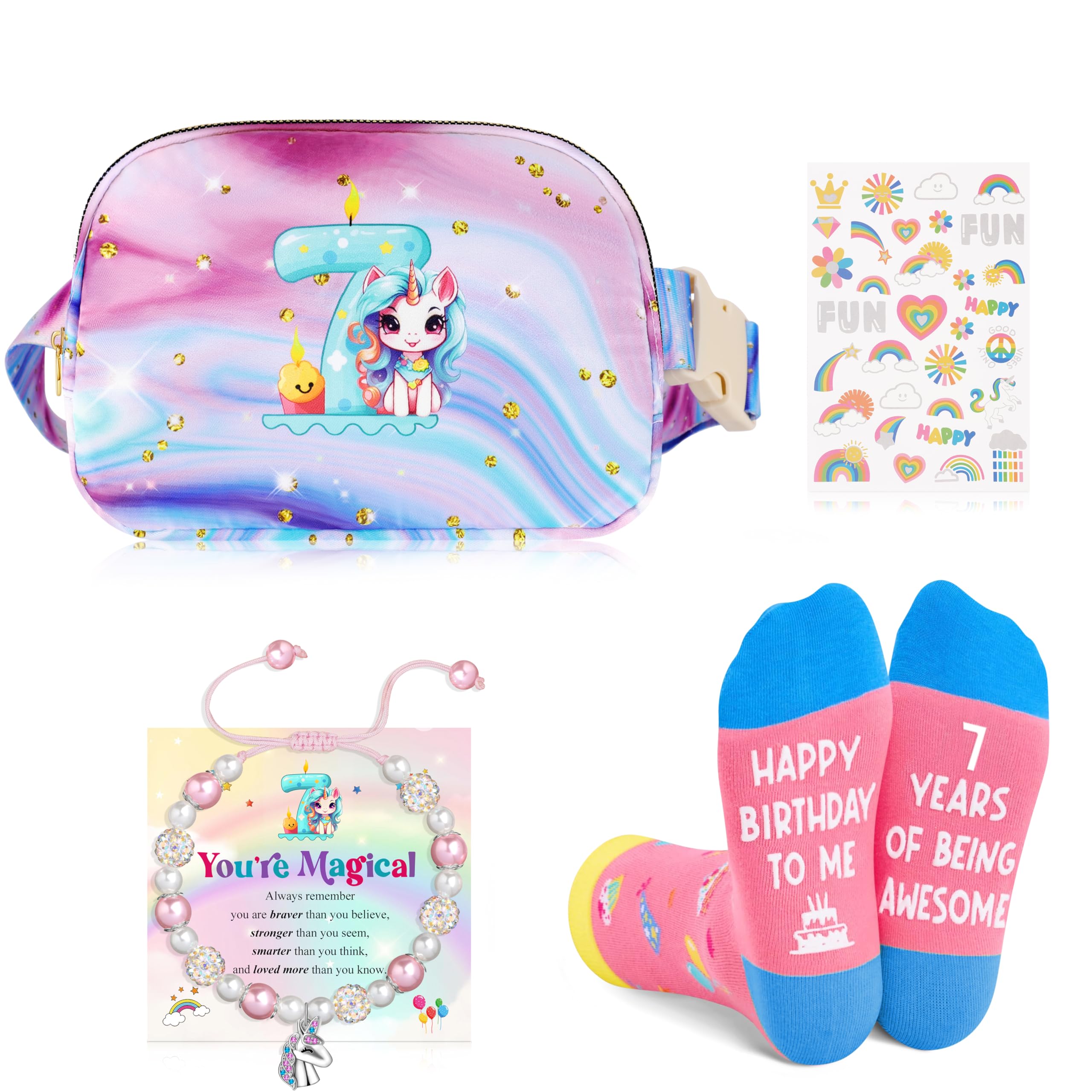 7 Year Old Girl Birthday Gifts 7th Birthday Gifts for Girls Birthday Gifts Set for Daughter Granddaughter Sister Niece 7th Unicorn Gifts for Girls