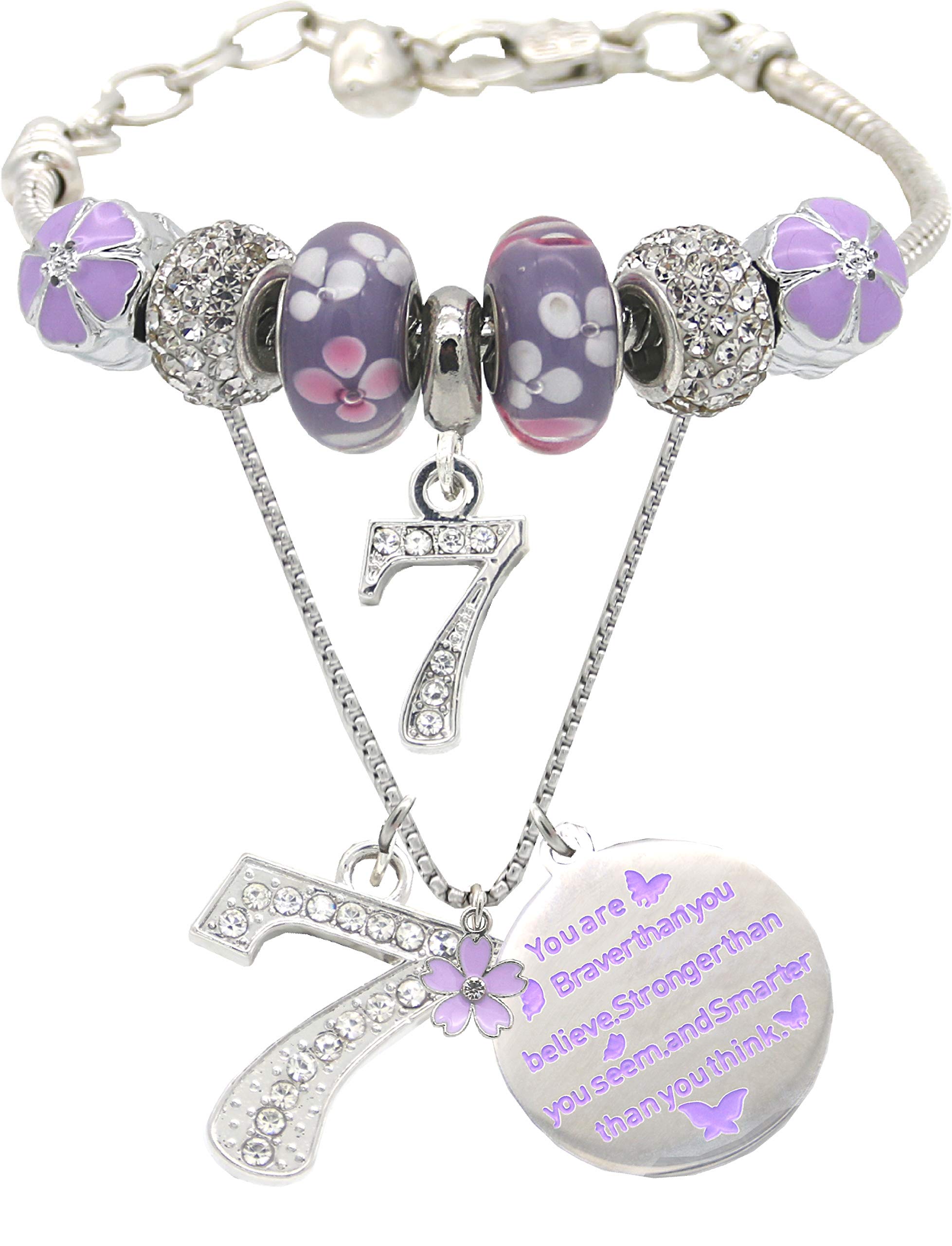VeryMerryMakering 7th Birthday Bracelet Necklace, 7 Year Old Girl Clothes