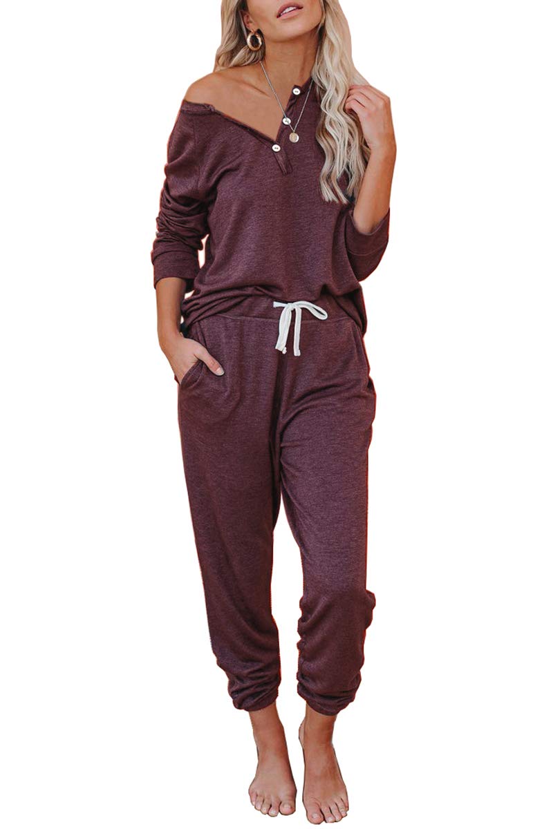 AUTOMET Womens 2 Piece Outfits Pajamas Sets Fall Lounge Sets Loungewear Sweatsuits with Sweatpants