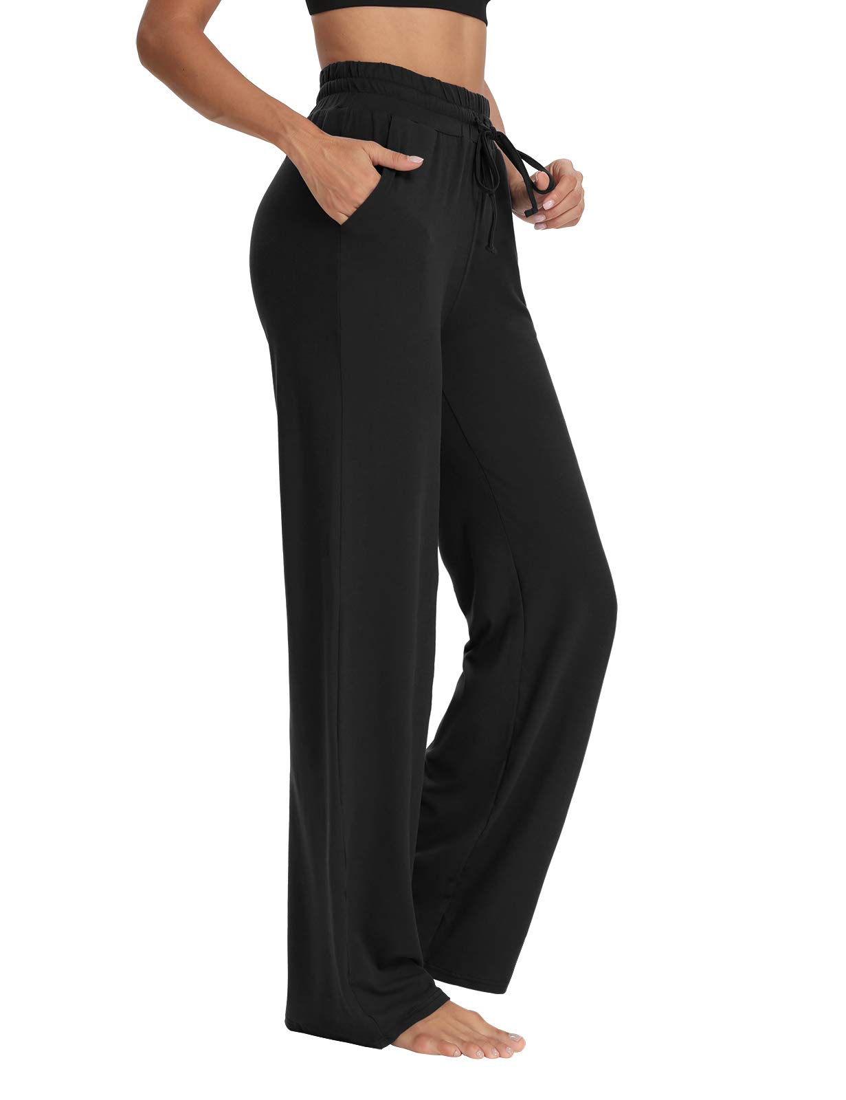 Sarin Mathews Womens Yoga Sweatpants Wide Leg High Waisted Lounge Pajamas Pants Comfy Workout Loose Pants with Pockets