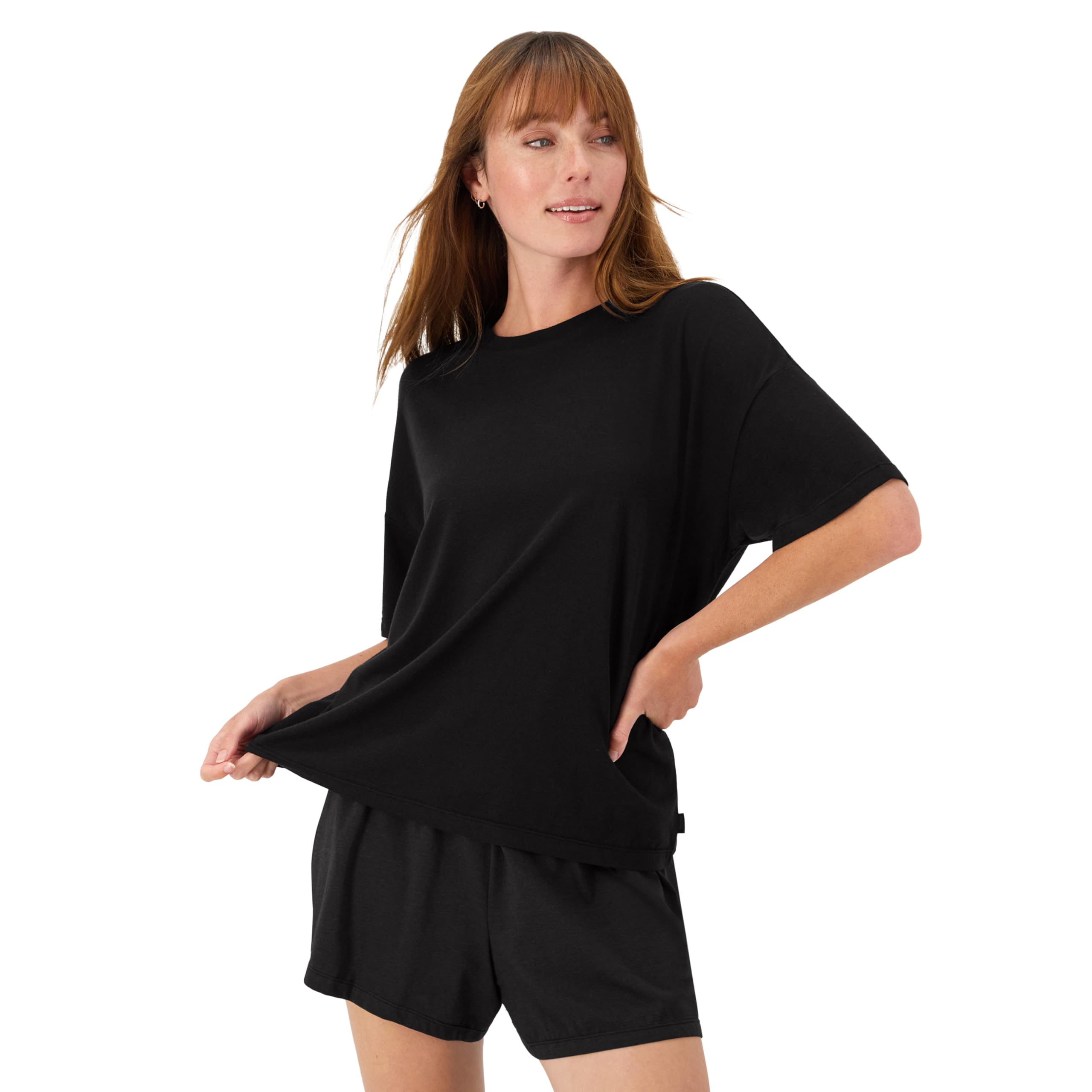 Hanes Women's Originals SuperSoft Comfywear 2 Piece Lounge Boxy T-Shirt & Sleep Shorts Loungewear Set