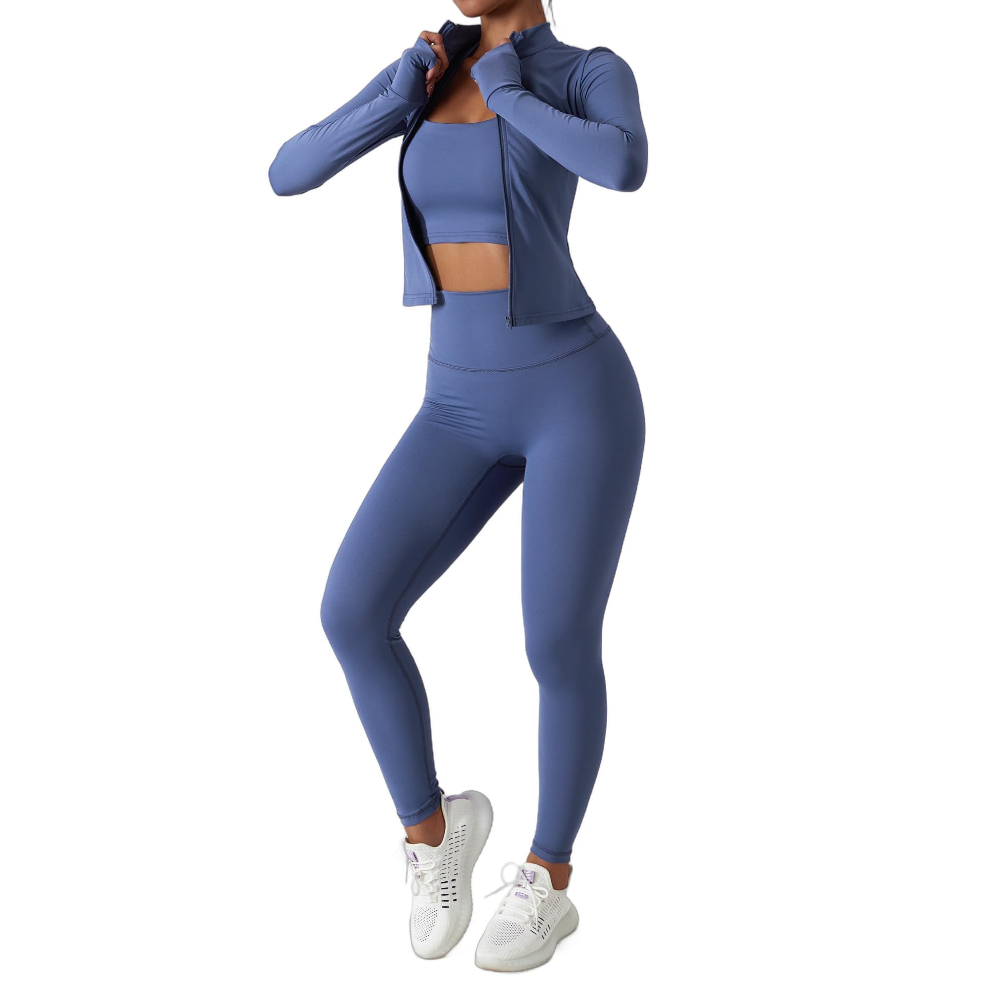 3-Piece Seamless Moisture-Wicking Workout Set for Women - Gym, Fitness, Running, Yoga Sportswear