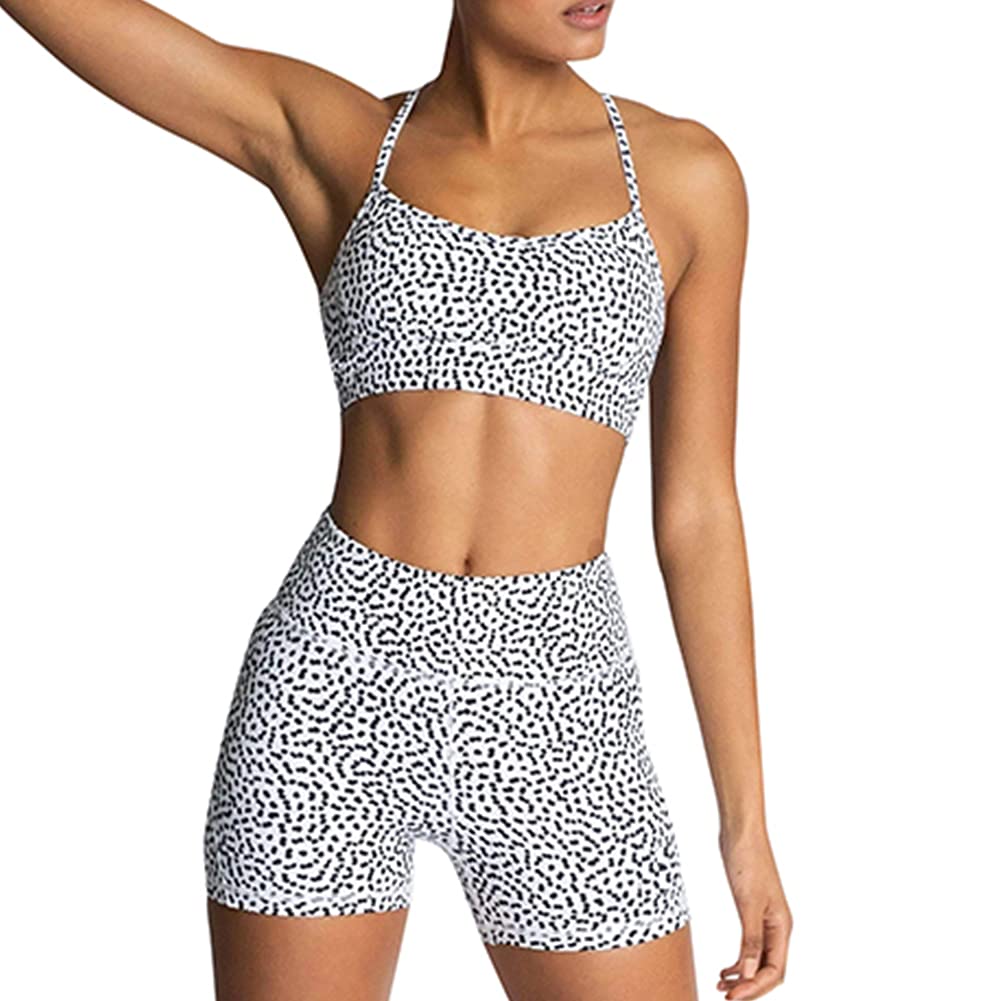 IMEKIS Women's Workout Sets 2 Piece Yoga Outfit High Waisted Biker Shorts Leggings Sports Bra Gym Fitness Clothes Tracksuit