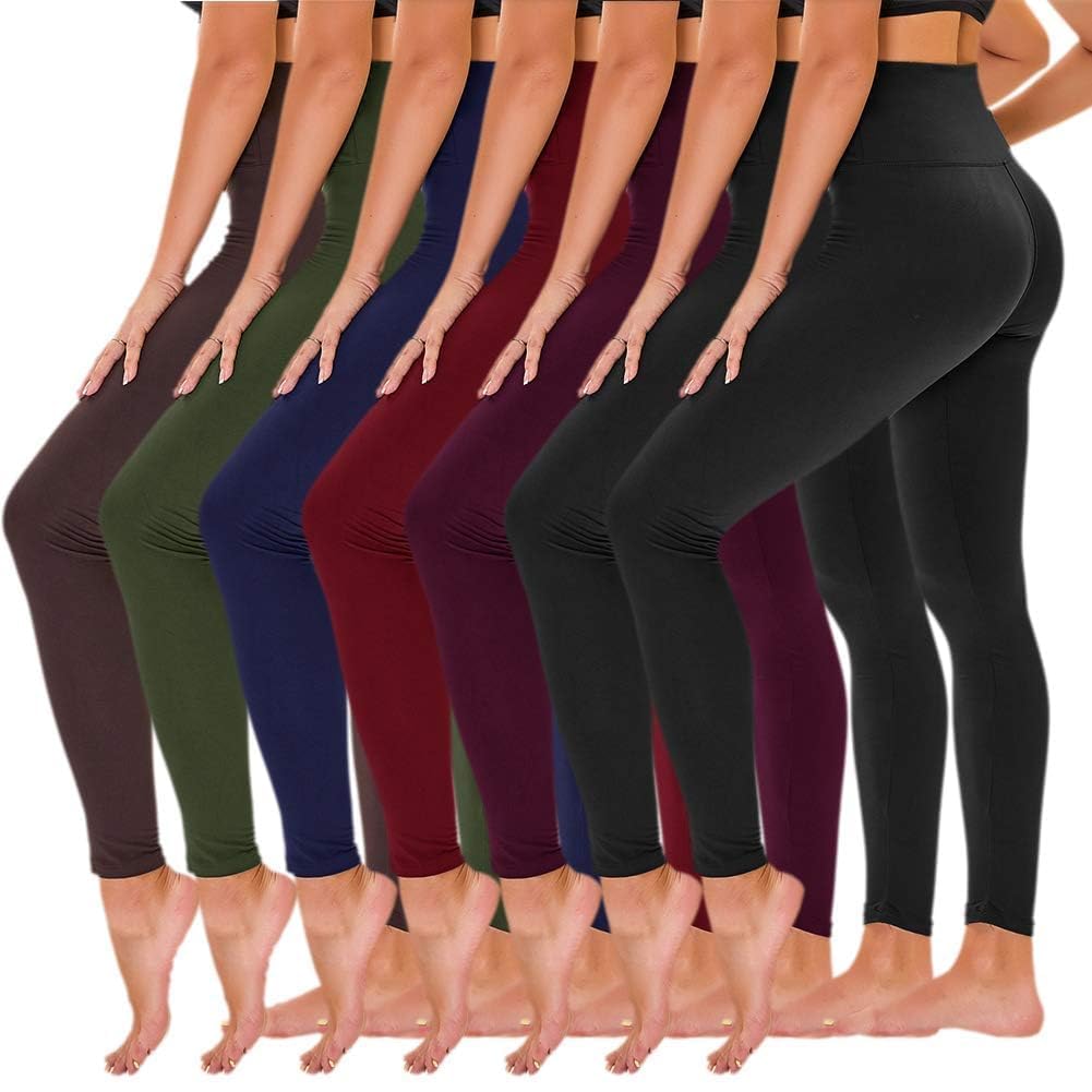 TNNZEET 7 Pack Leggings for Women - High Waisted Yoga Pants with Pockets Black Leggings Women Full Length & Capri