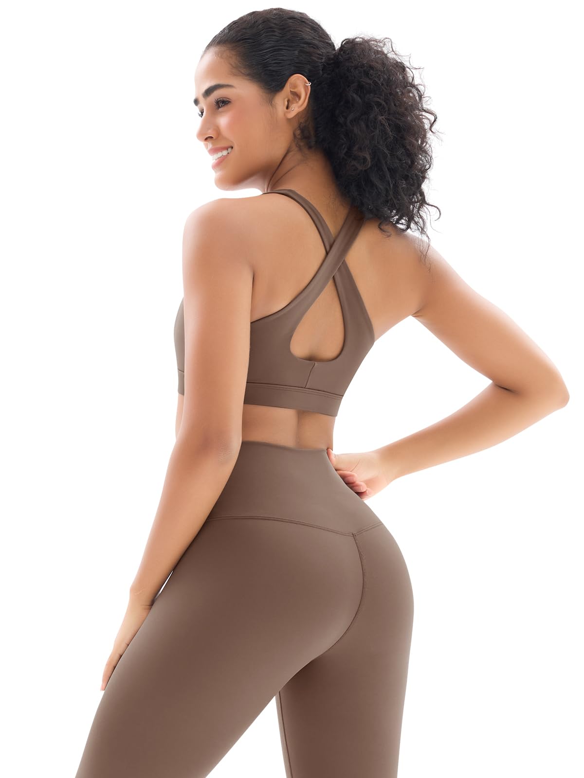 Workout Sets for Women High Waisted Leggings with Cross Back Sports Bra 2 Piece Gym Outfits Yoga Gym Clothes