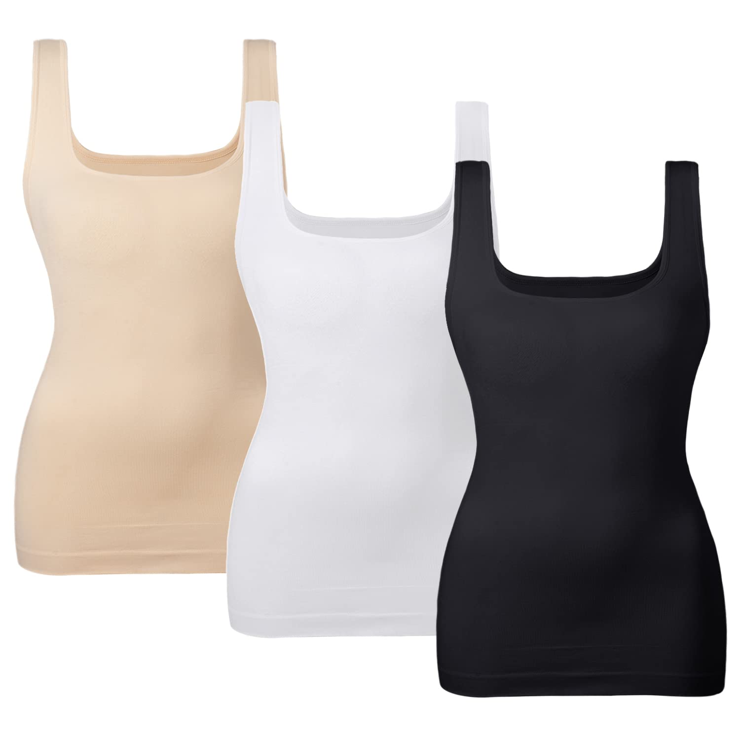 EUYZOU Women Tummy Control Shapewear Tank Tops Seamless Square Neck Compression Tops Slimming Body Shaper Camisole