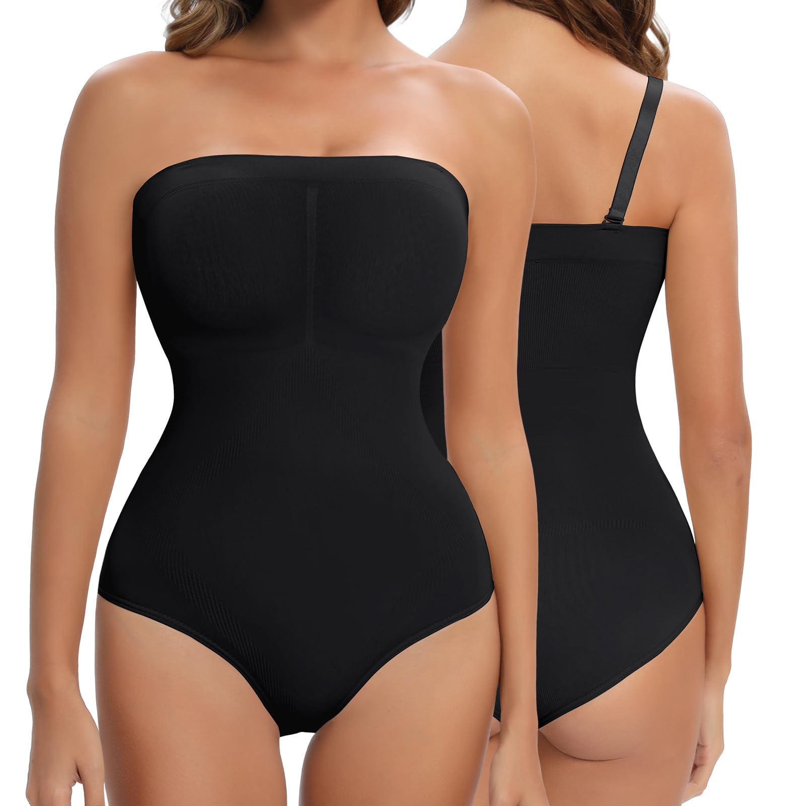 Strapless Shapewear for Women, Tummy Control Triangle Bodysuit, Seamless Sculpting Body Shaper Tank Top