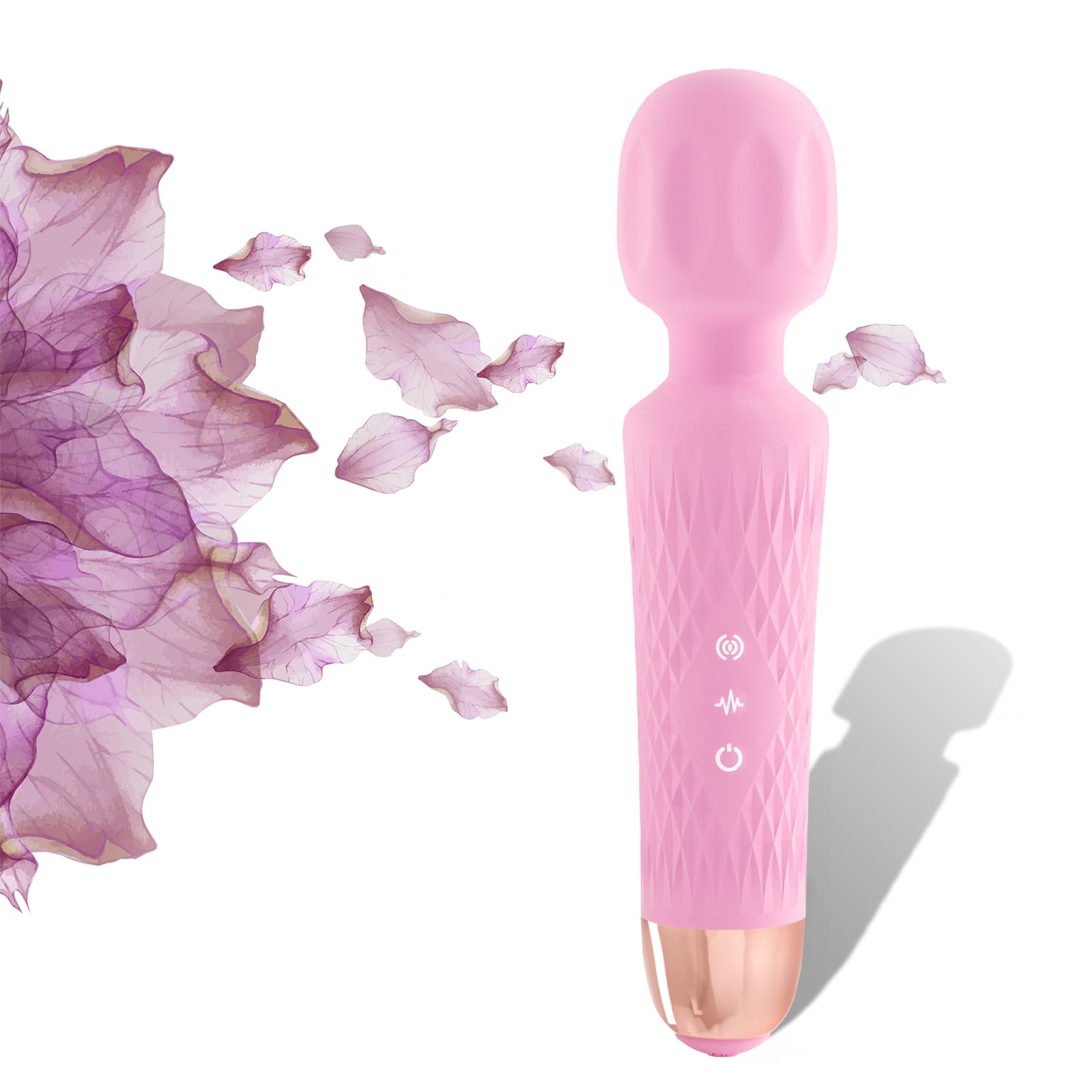 The Original 3-in-1 Personal Massager - Cordless, 2 hrs Continuous Vibration - Quiet & Waterproof - Vibrating Wand for Neck, Back Pain, Tension Relief & Muscle Soreness (Pink)