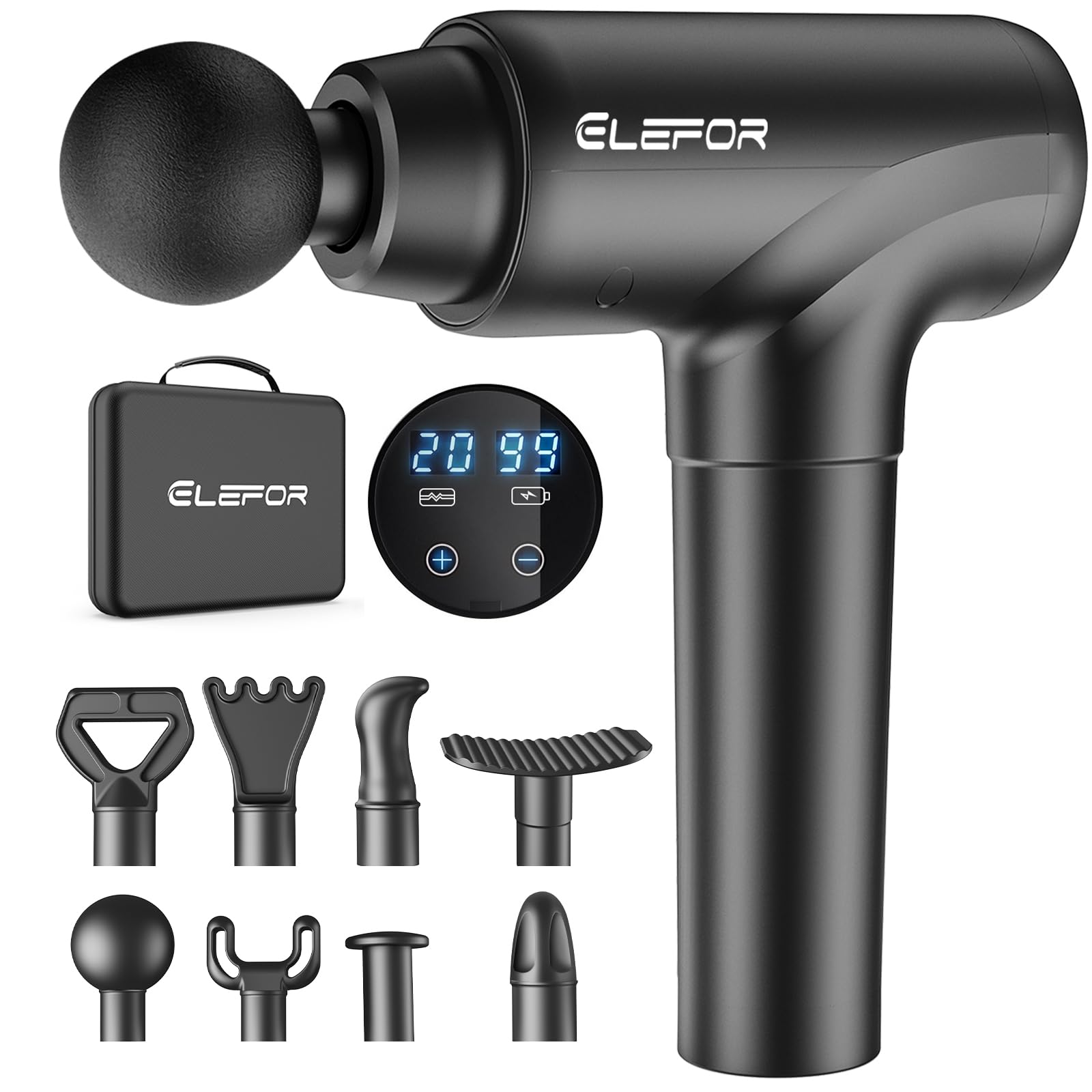 Massage Gun Deep Tissue,Percussion Back Massager Gun for Athletes Muscle Massage Gun for Pain Relief with 8 Massage Heads & 20 Speeds (Matte Black)