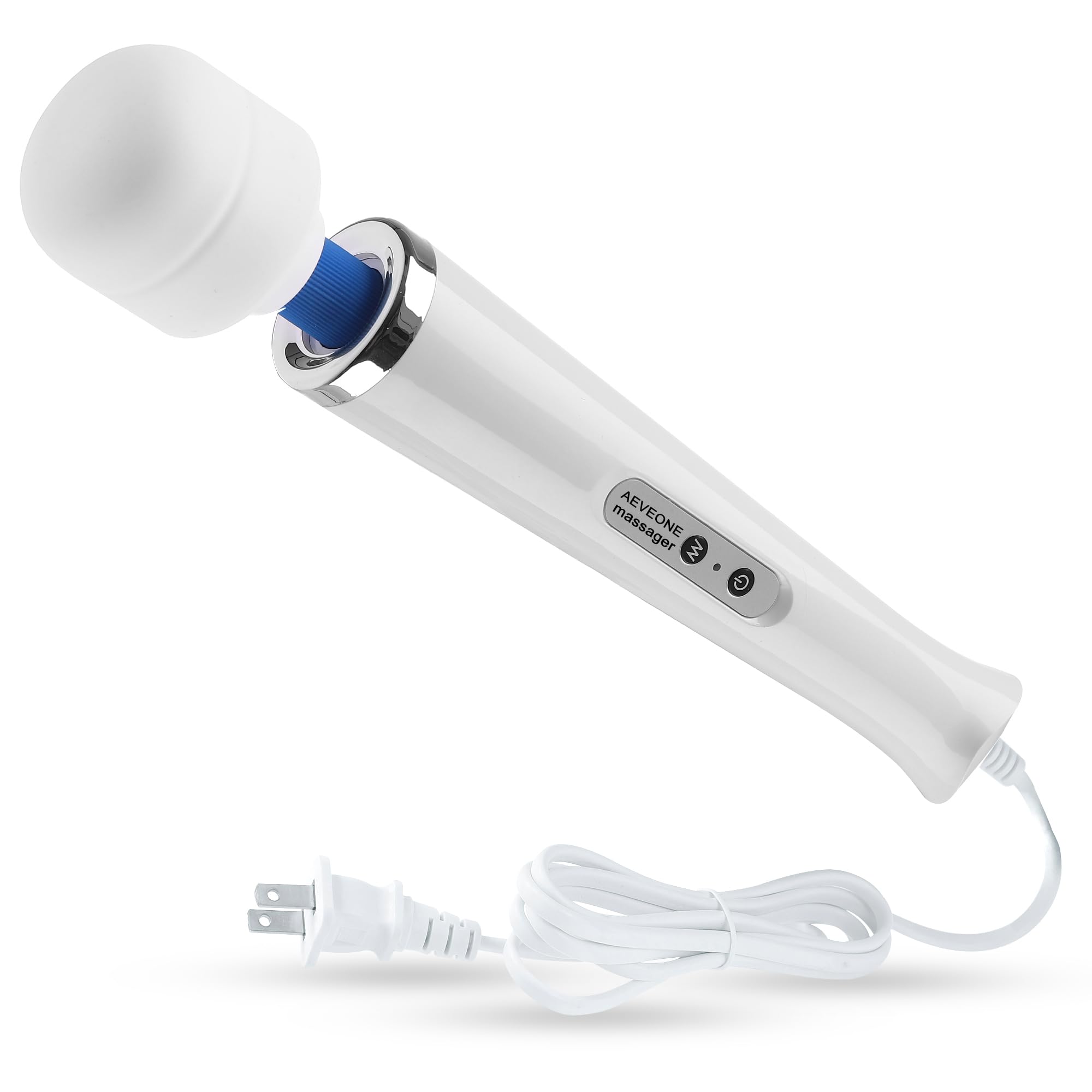 Wired Powerful Handheld Electric Back Massager, Strong Personal Massage for Sports Recovery, Muscle Aches, Body Pain (White-US)